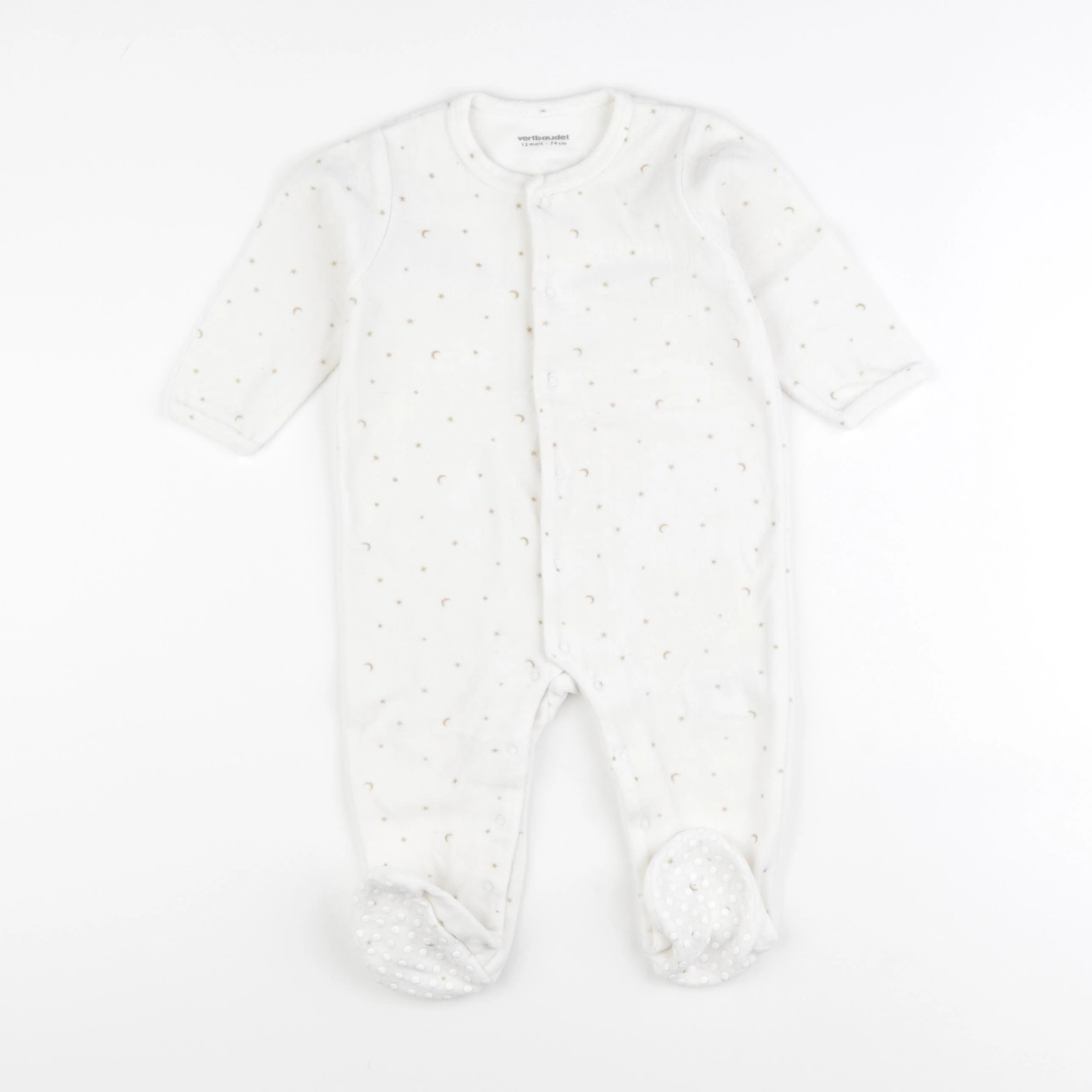 Vertbaudet - pyjama velours blanc, or - 12 mois