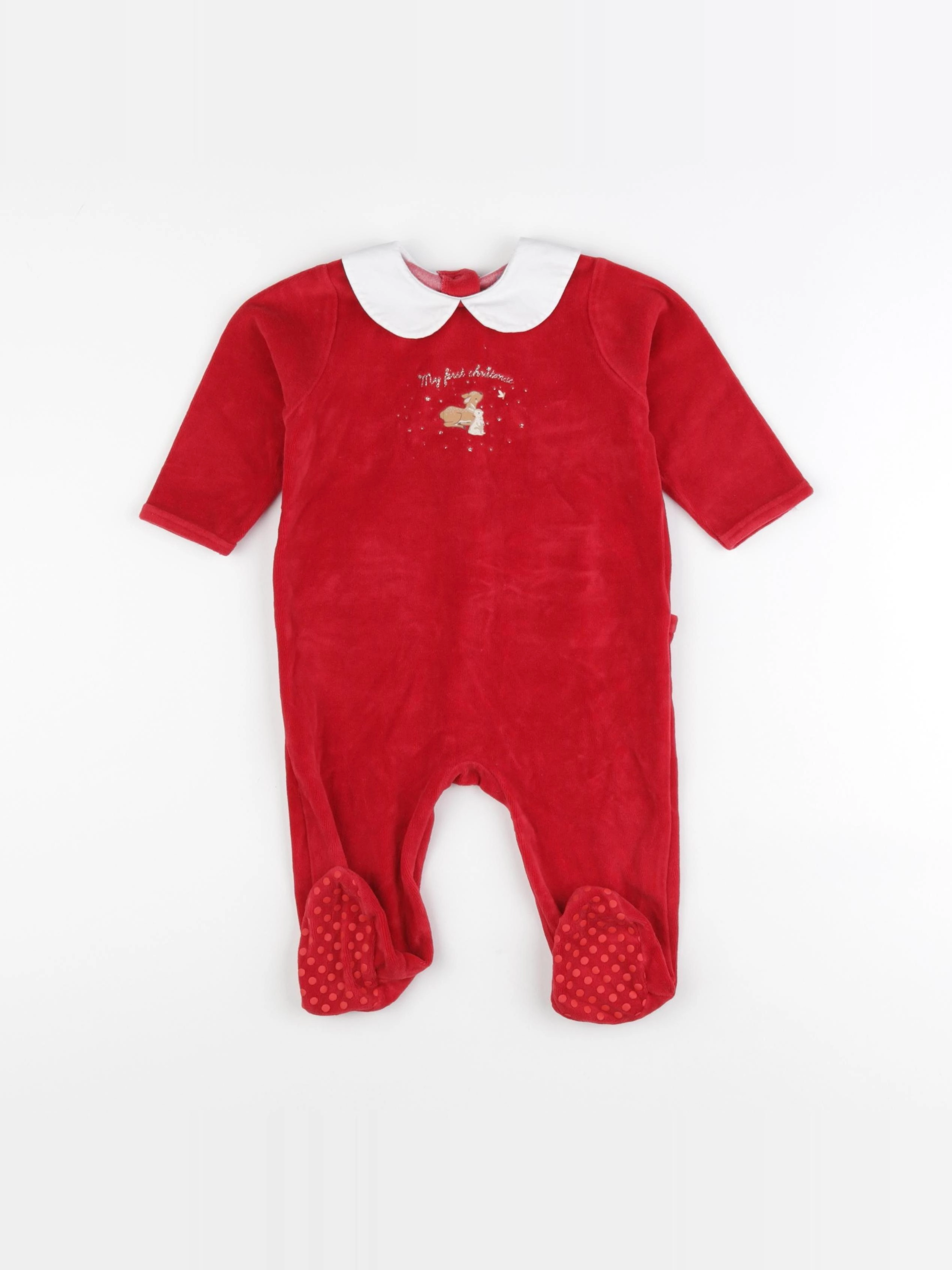 Vertbaudet - pyjama velours rouge - 12 mois