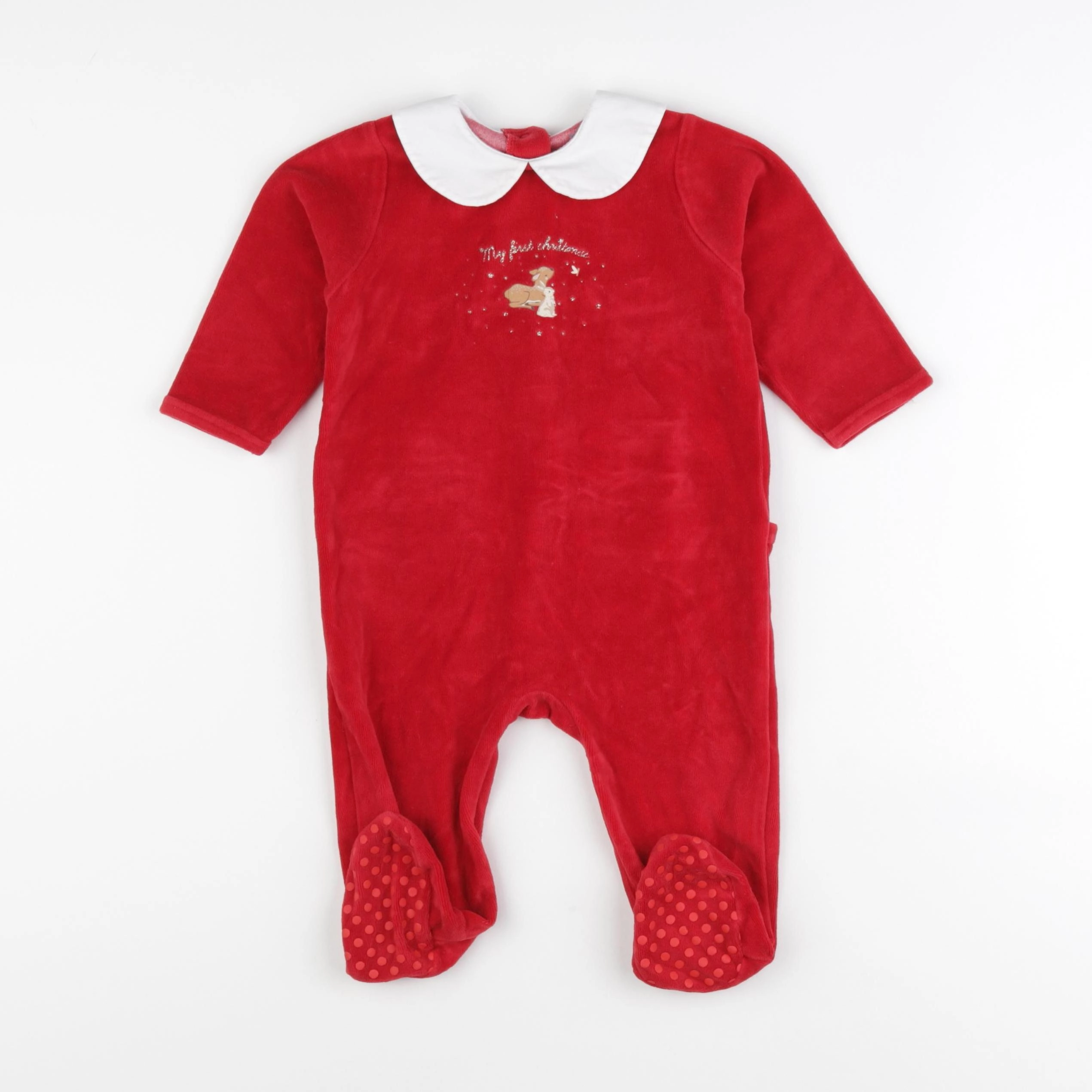 Vertbaudet - pyjama velours rouge - 12 mois