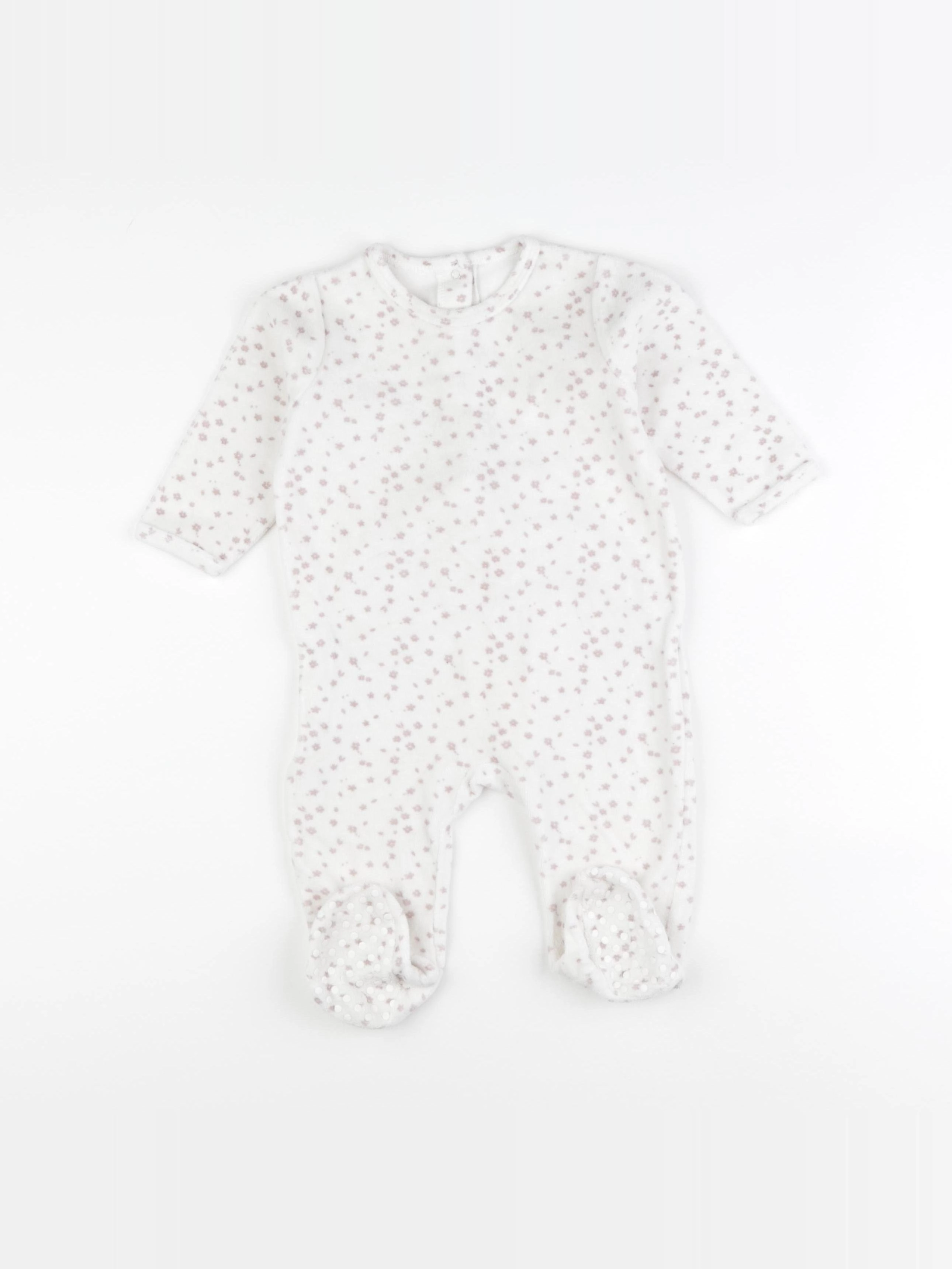 Vertbaudet - pyjama velours blanc, rose - 12 mois