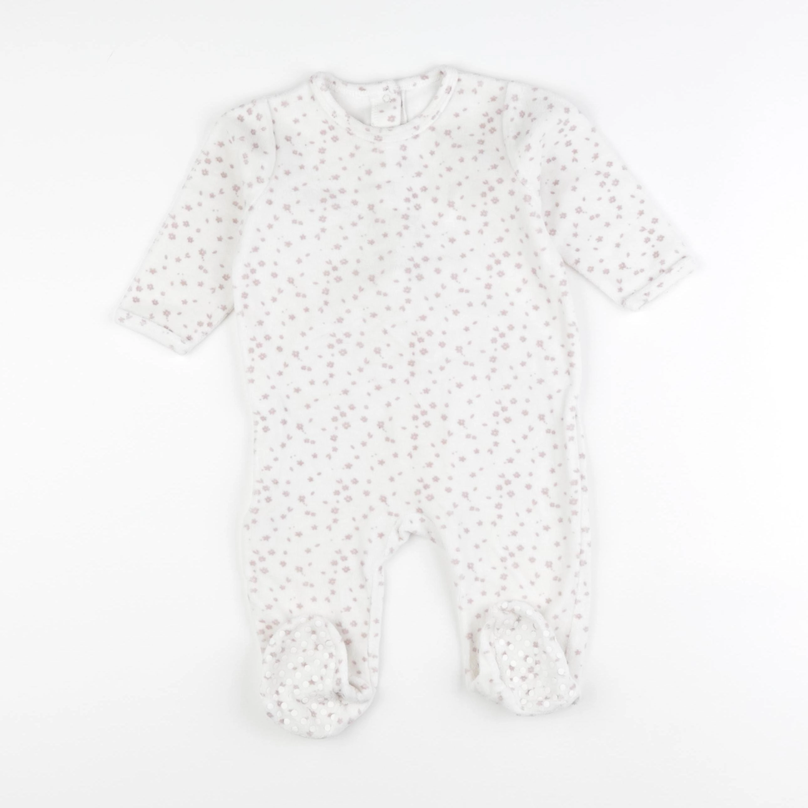 Vertbaudet - pyjama velours blanc, rose - 12 mois