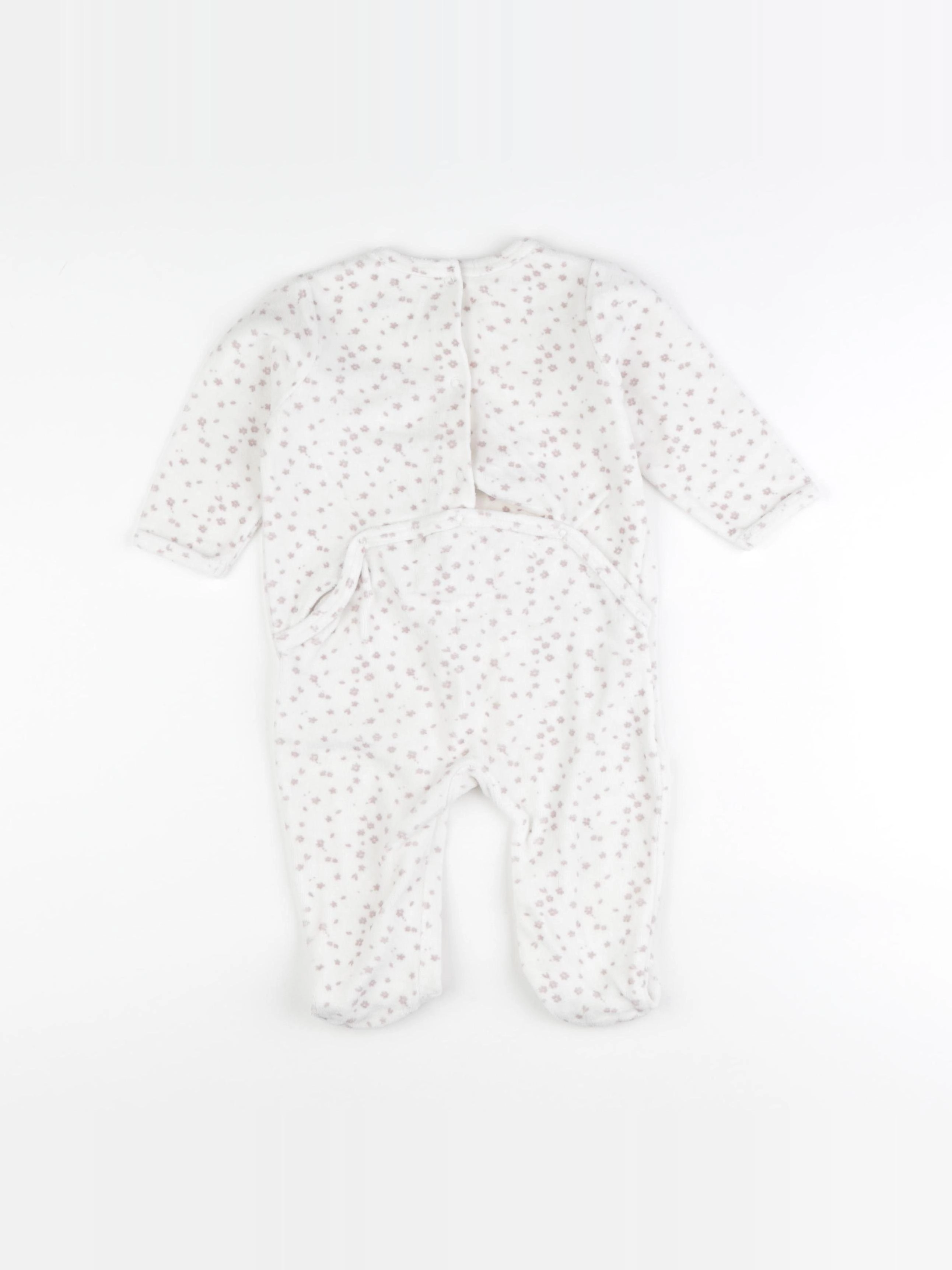 Vertbaudet - pyjama velours blanc, rose - 12 mois