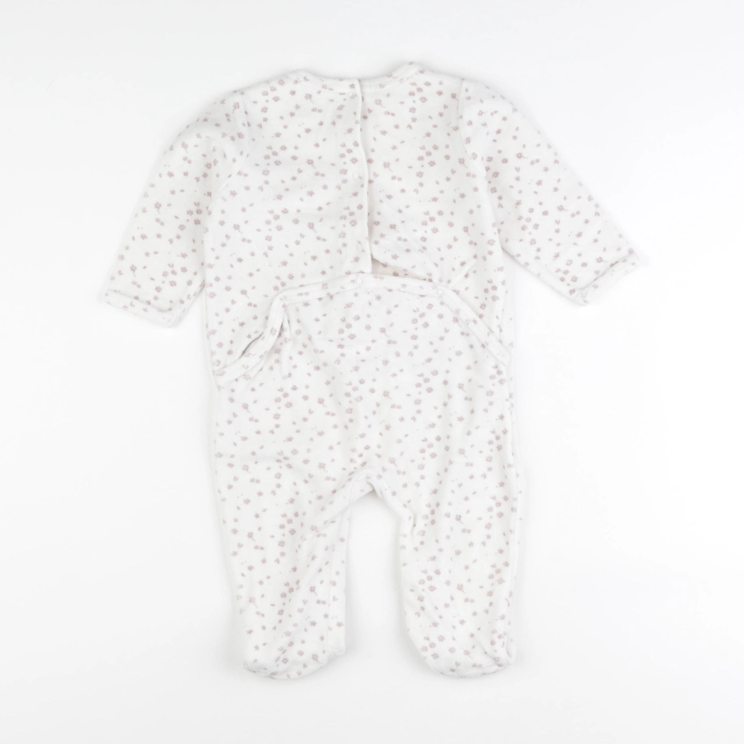 Vertbaudet - pyjama velours blanc, rose - 12 mois