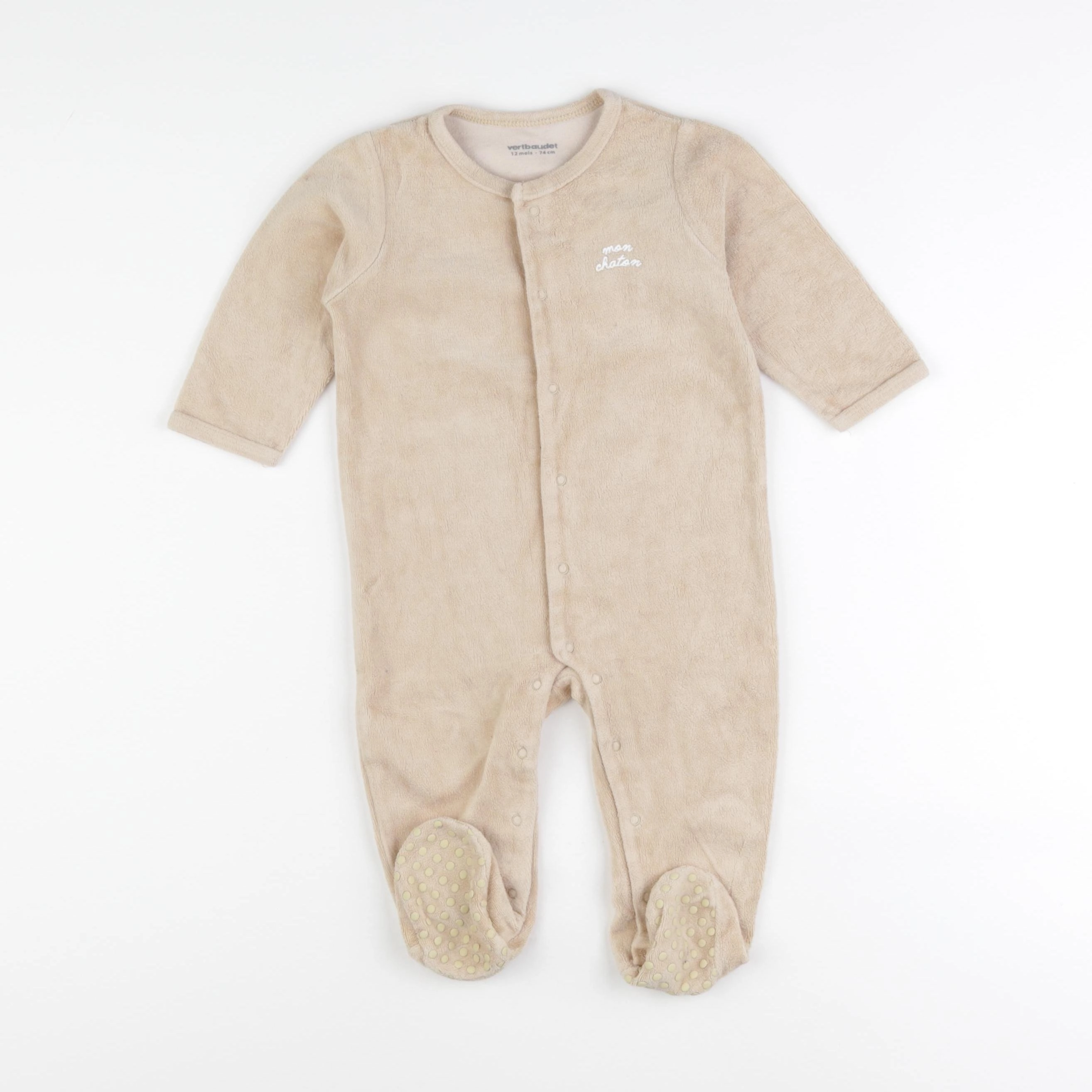 Vertbaudet - pyjama velours beige - 12 mois