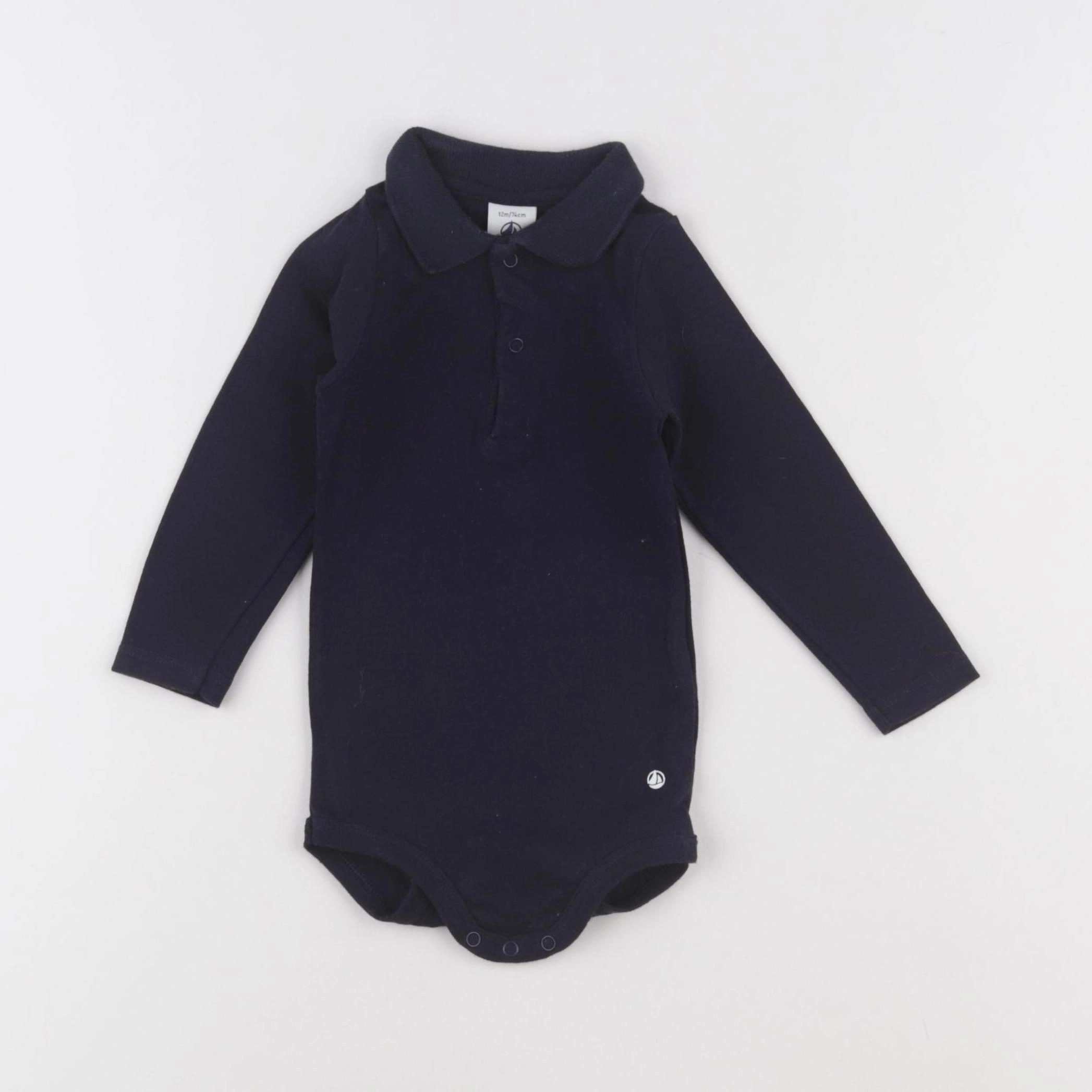 Petit Bateau - body à col bleu - 18 mois