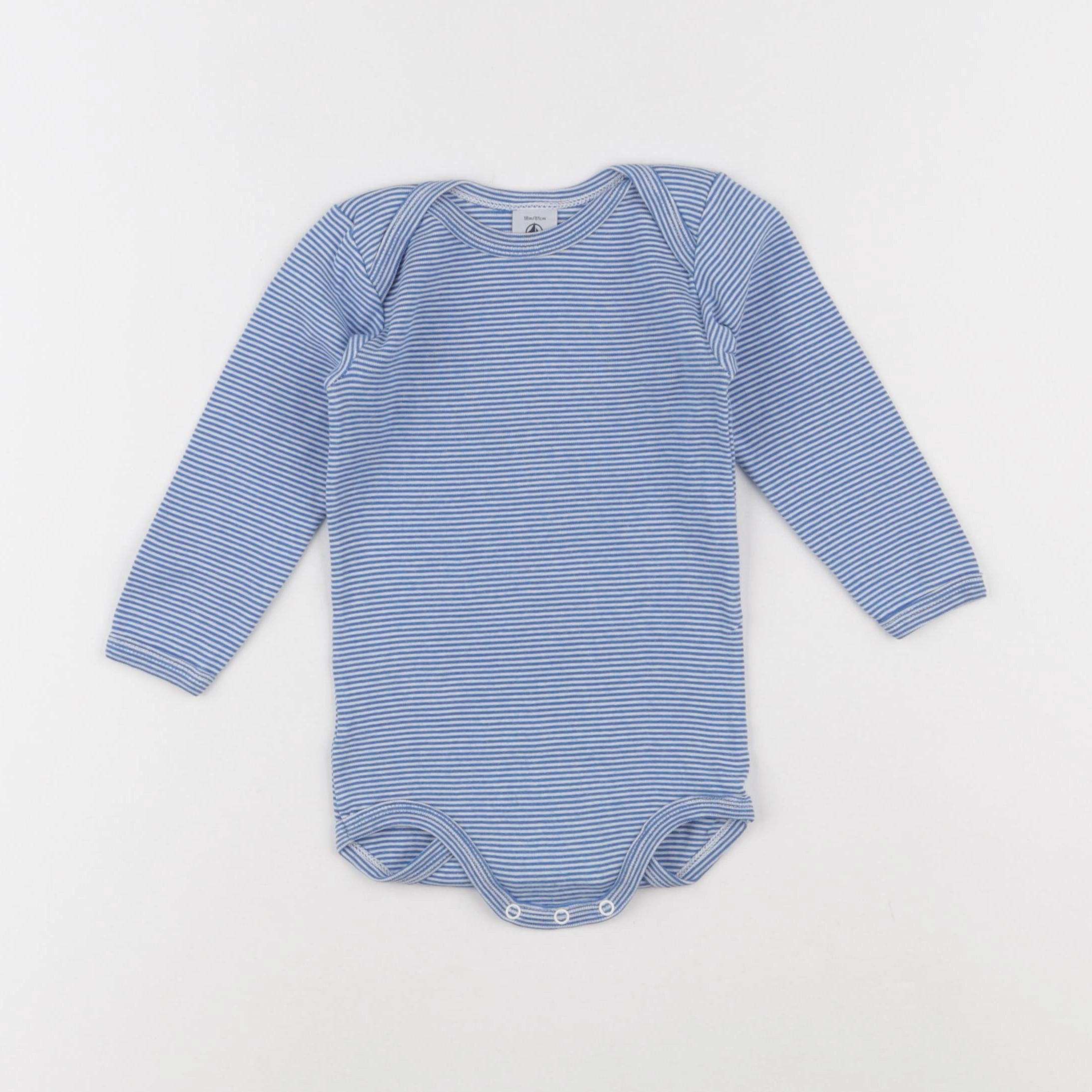 Petit Bateau - body bleu, blanc - 18 mois
