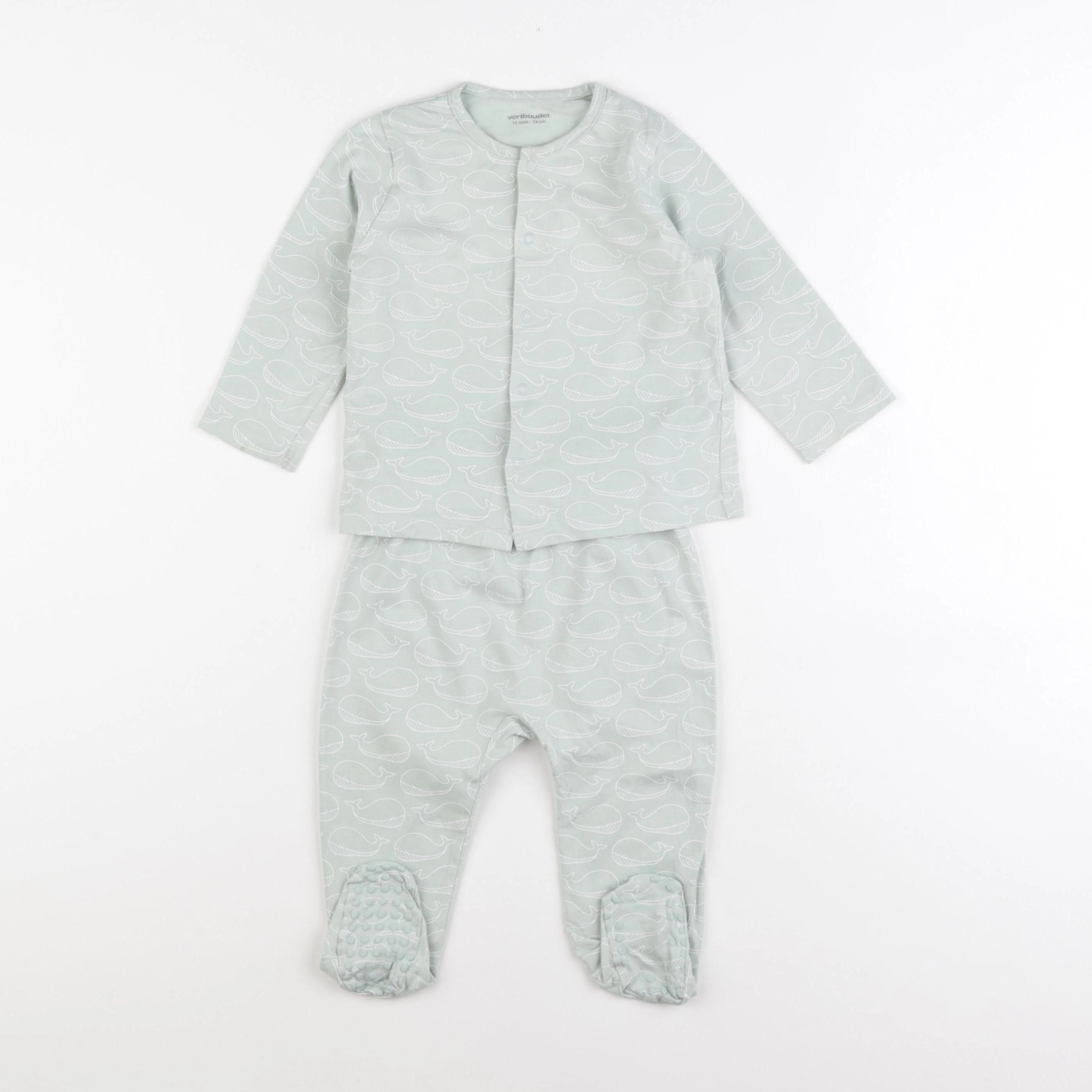 Vertbaudet - pyjama coton vert - 12 mois