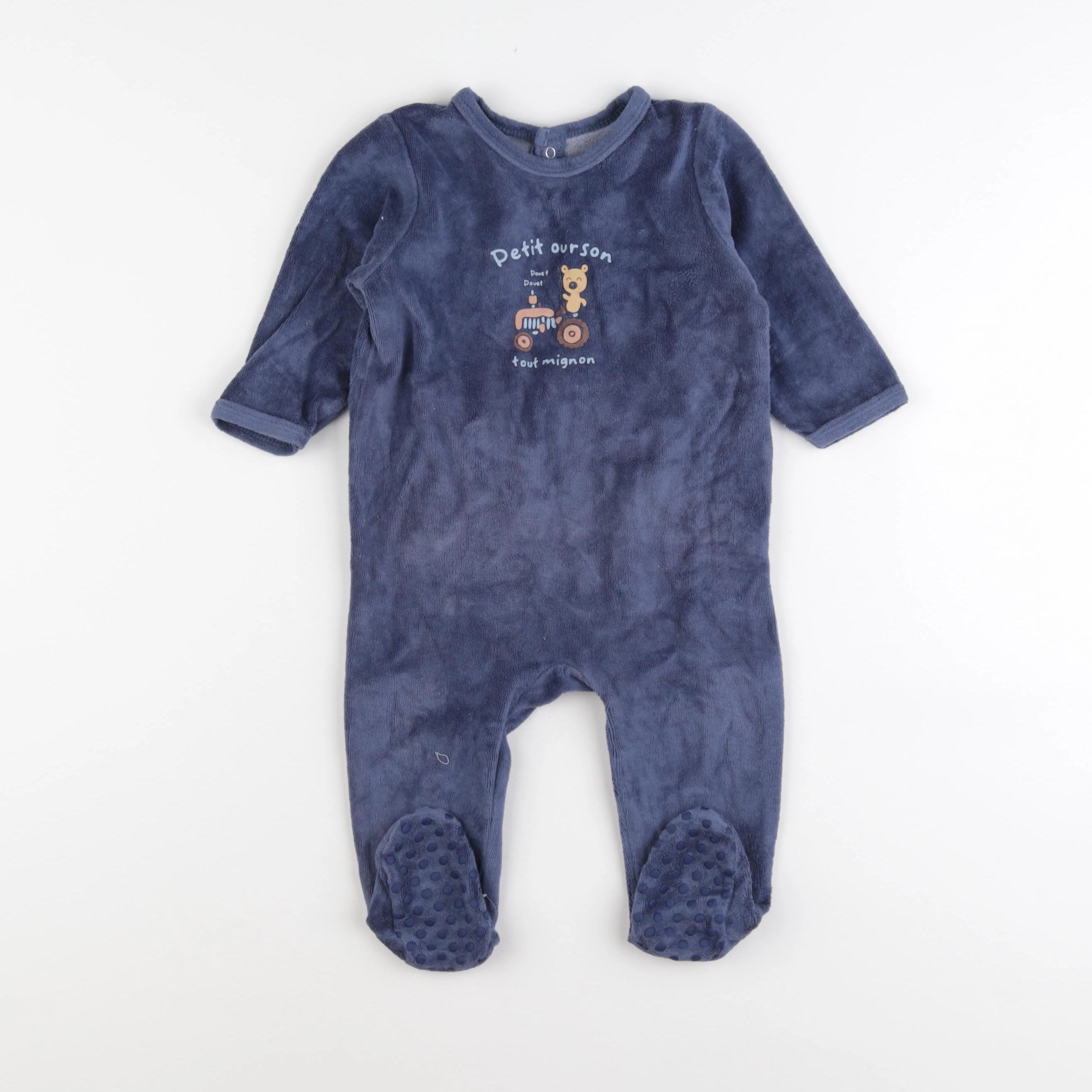 Vertbaudet - pyjama velours bleu - 12 mois