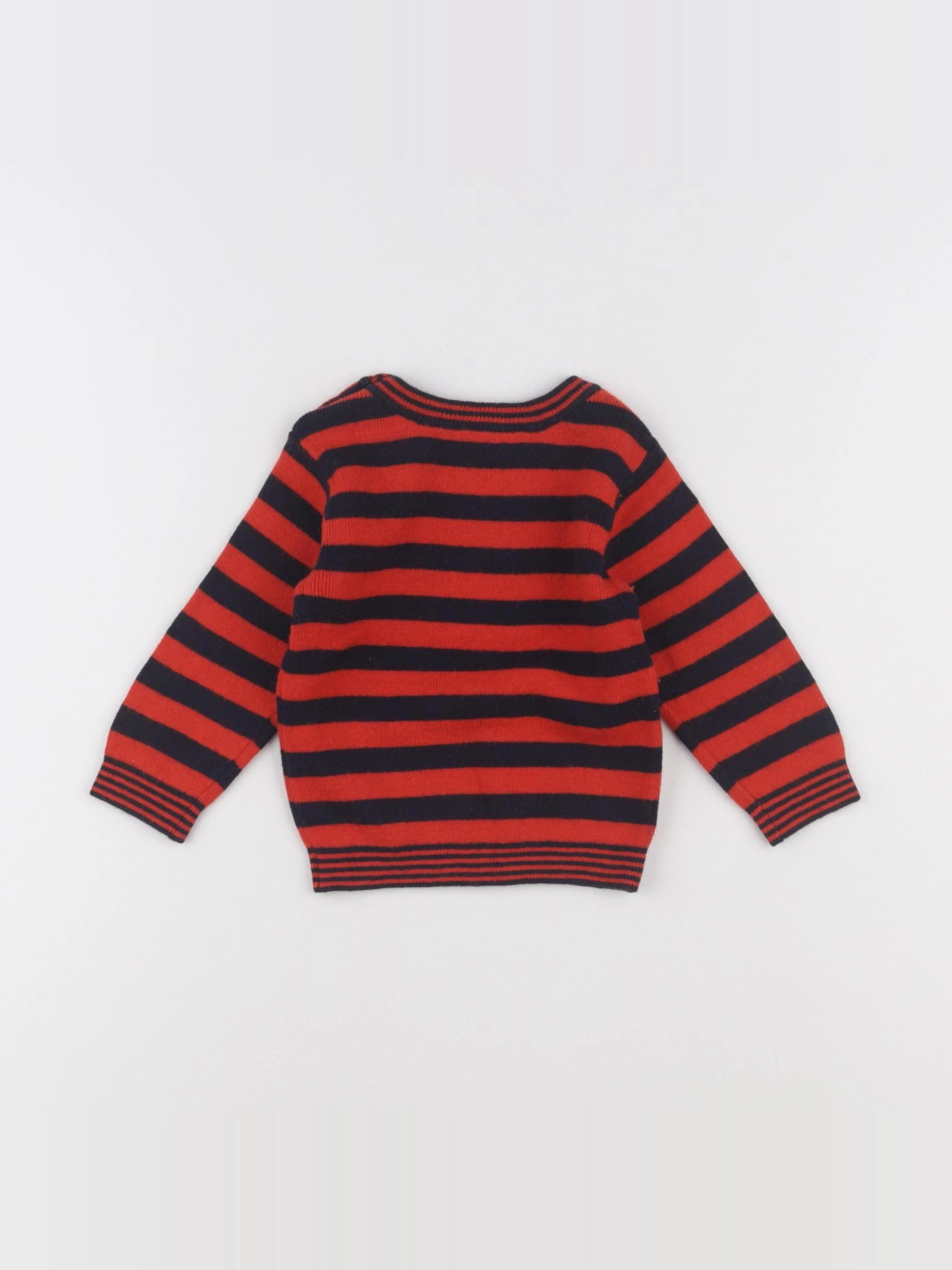 Jacadi - pull rouge, noir - 12 mois