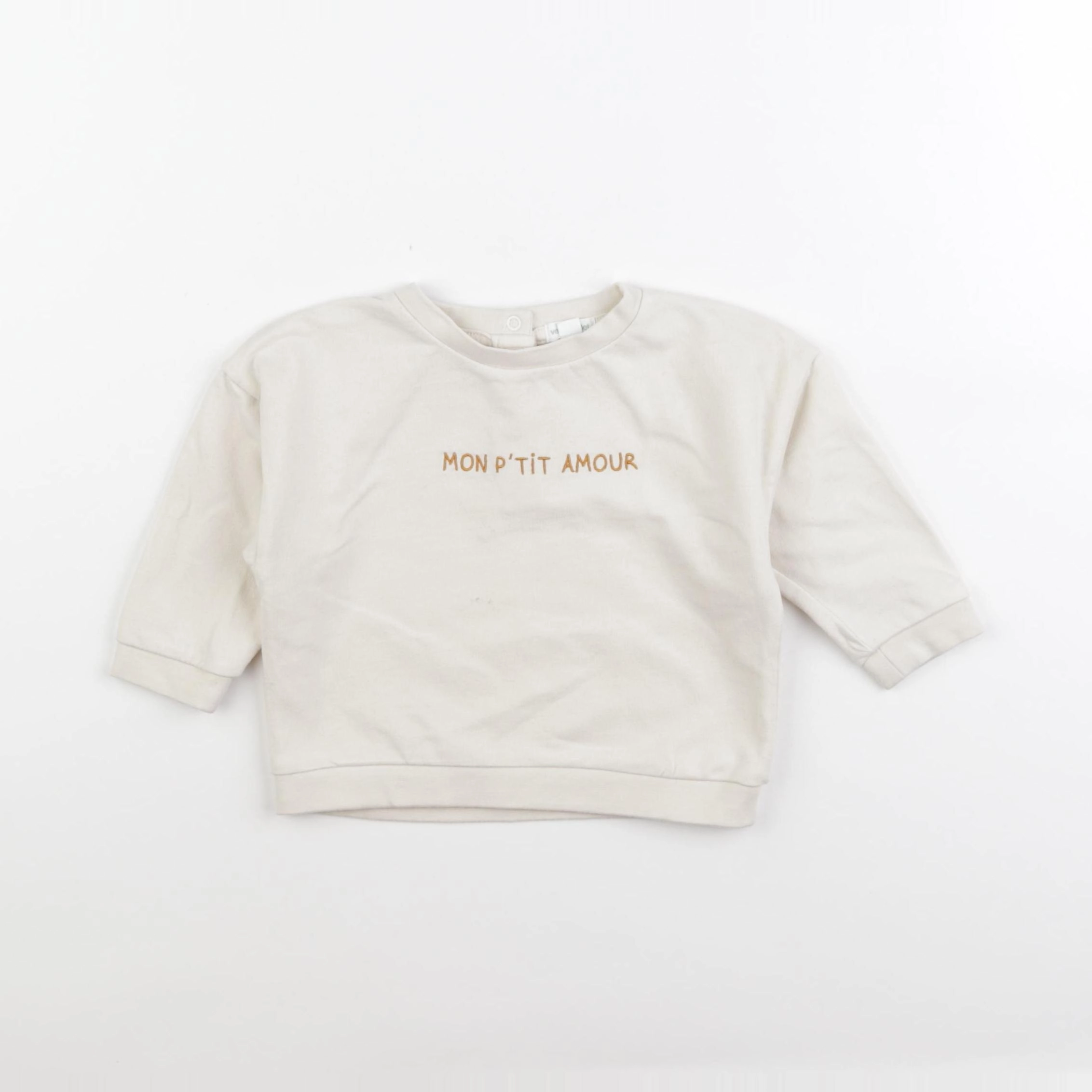Vertbaudet - sweat beige - 12 mois