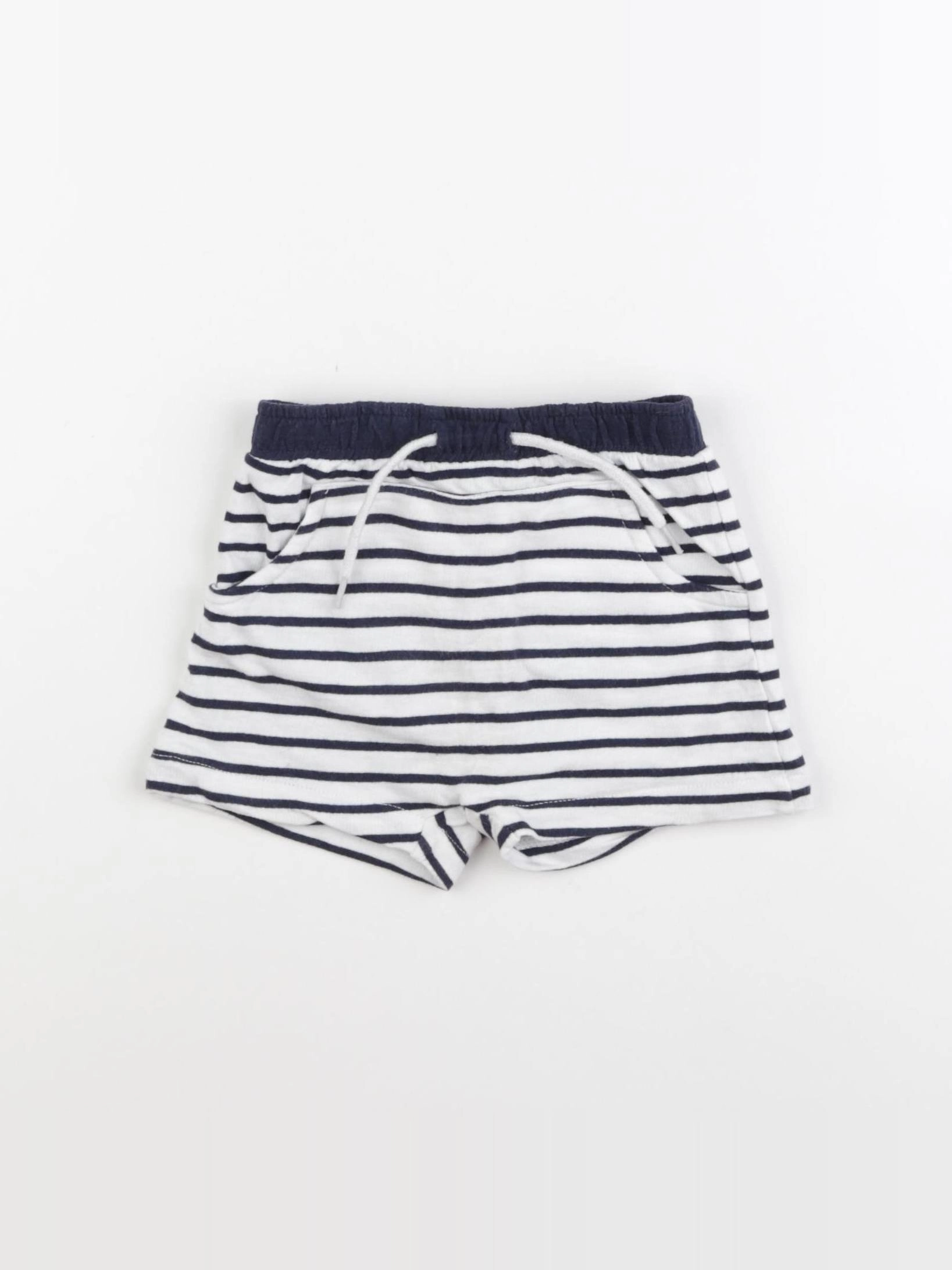 Vertbaudet - short blanc, bleu - 12 mois