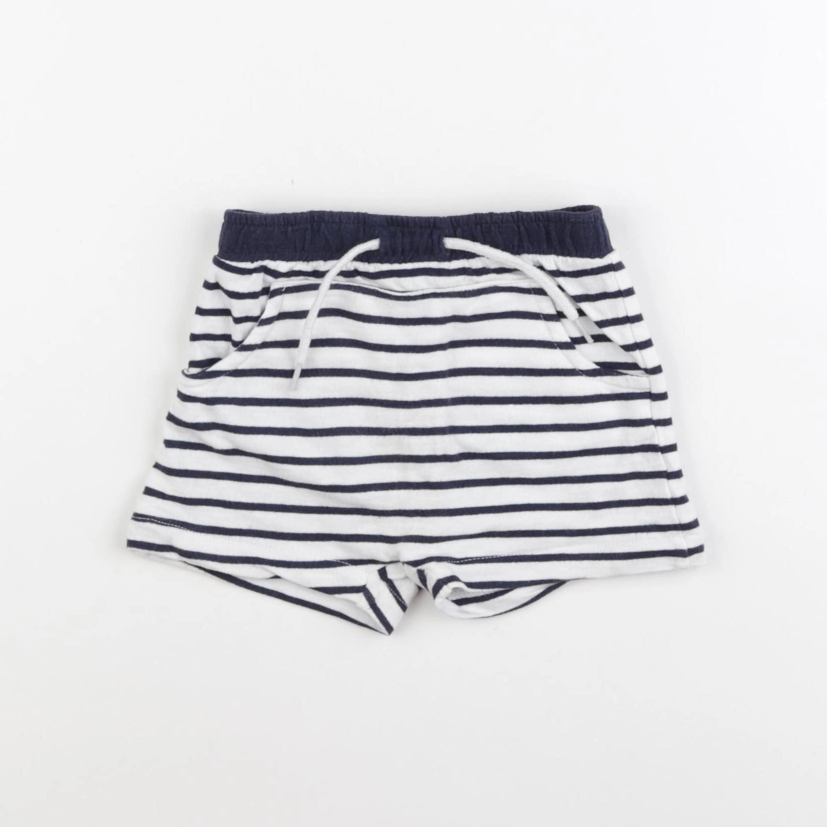 Vertbaudet - short blanc, bleu - 12 mois