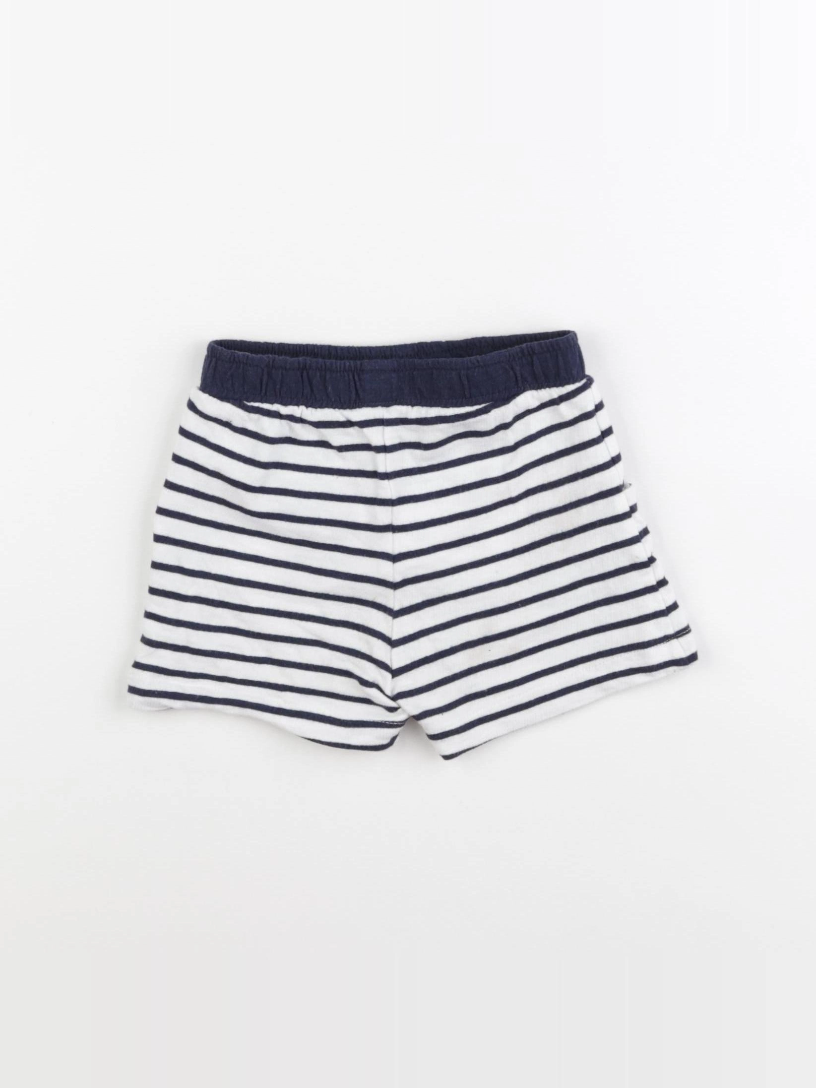 Vertbaudet - short blanc, bleu - 12 mois