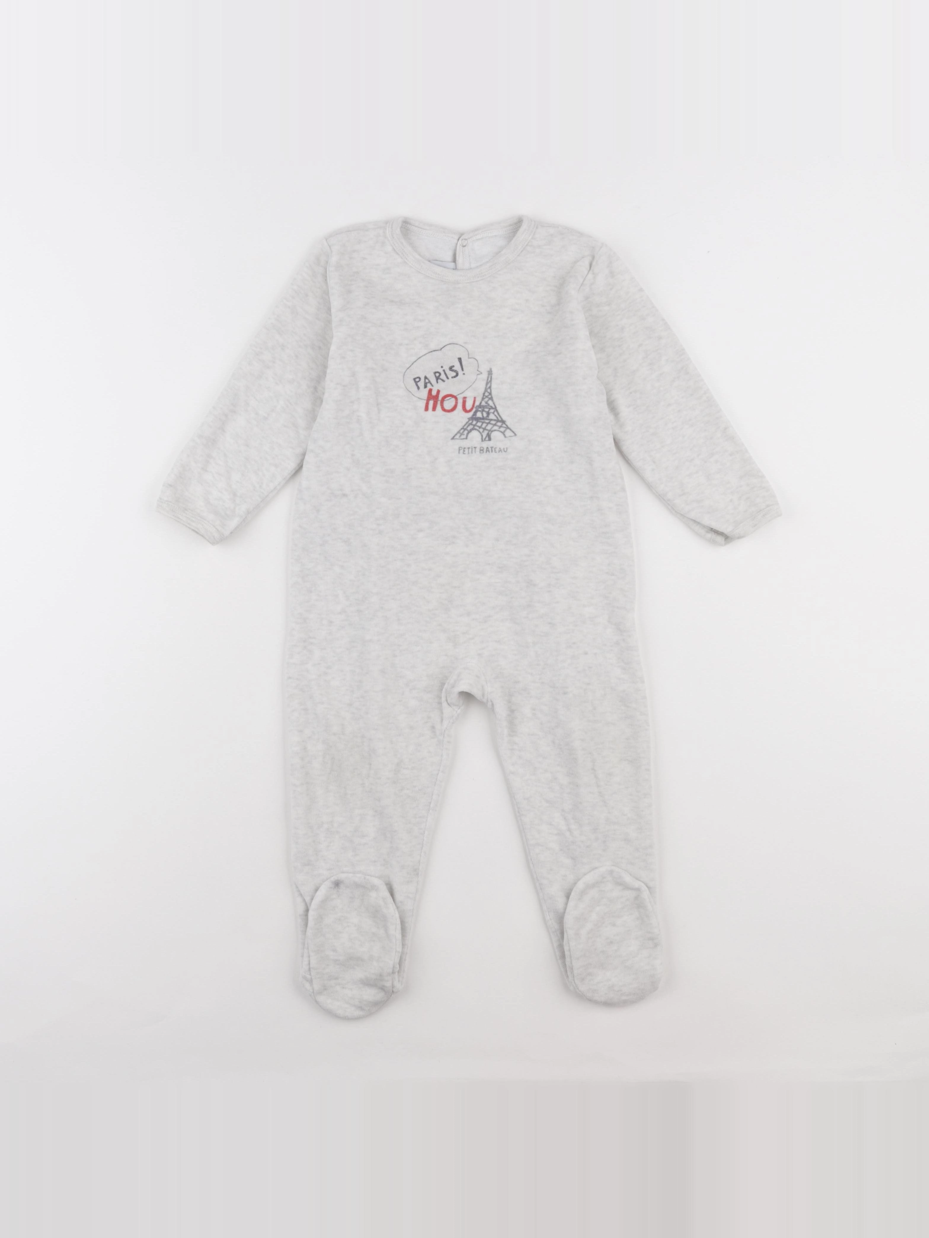 Petit Bateau - pyjama velours gris - 24 mois