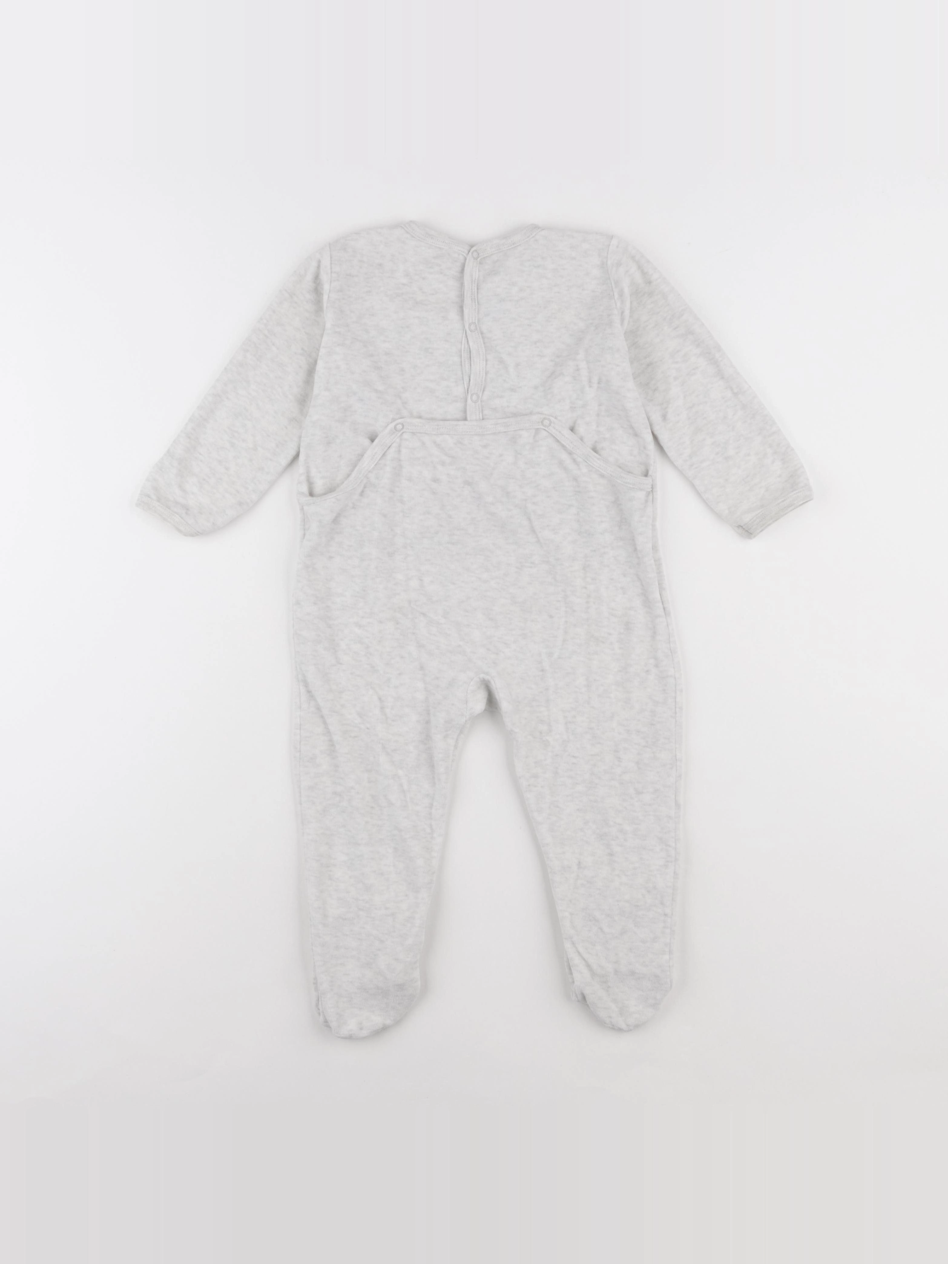 Petit Bateau - pyjama velours gris - 24 mois