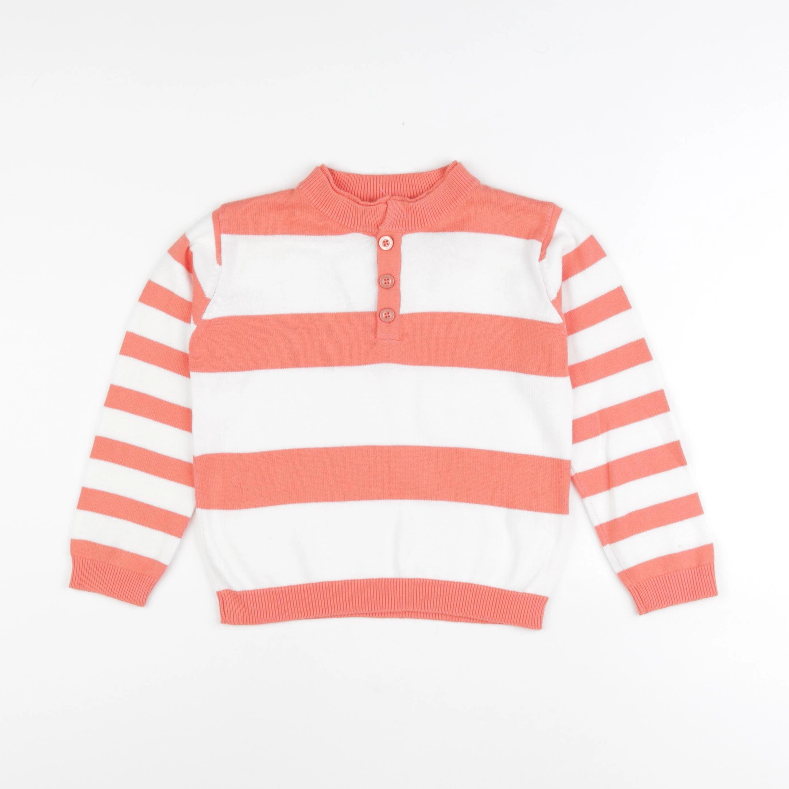 Vertbaudet - pull blanc, orange - 4 ans