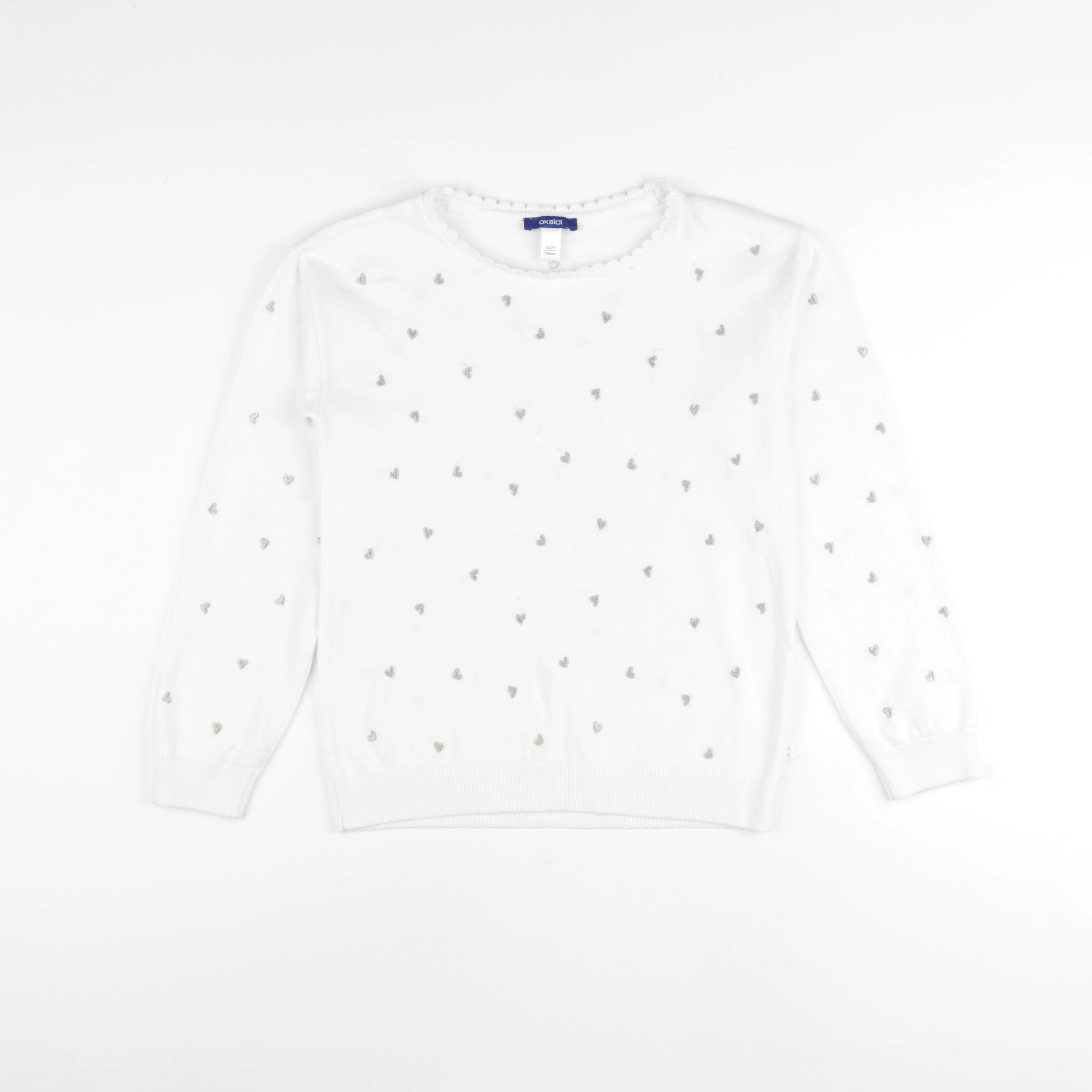 Vertbaudet - pull blanc, or - 10 ans
