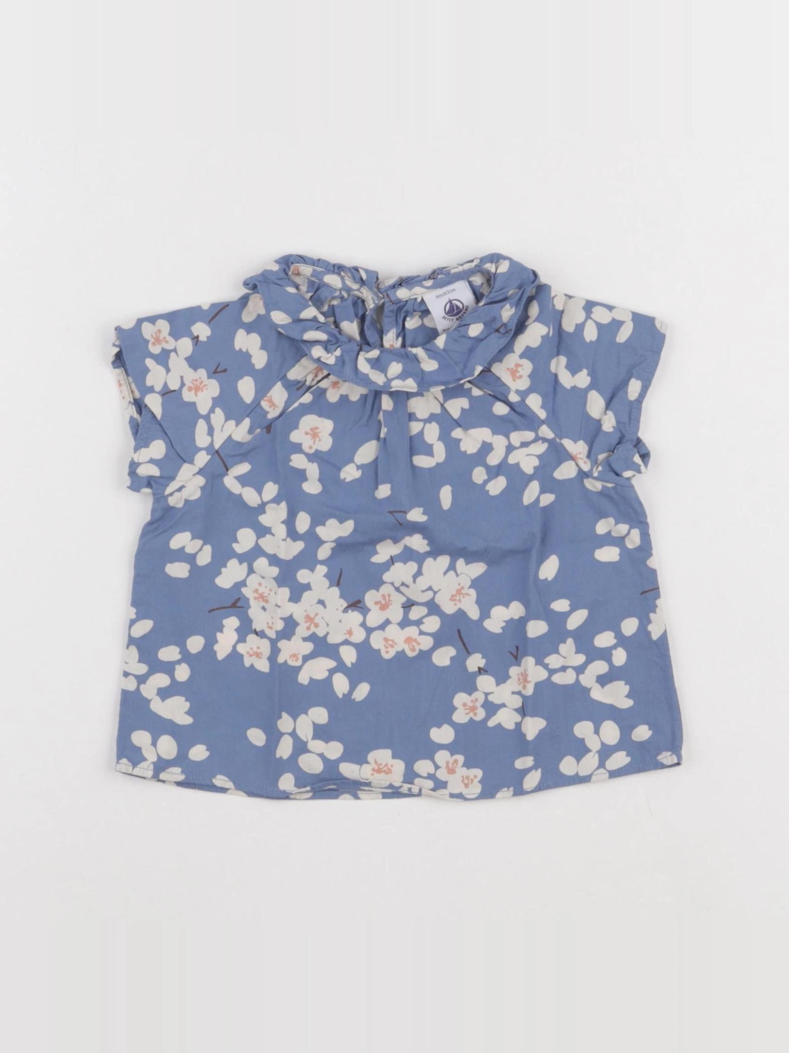 Petit Bateau - blouse bleu - 6 mois