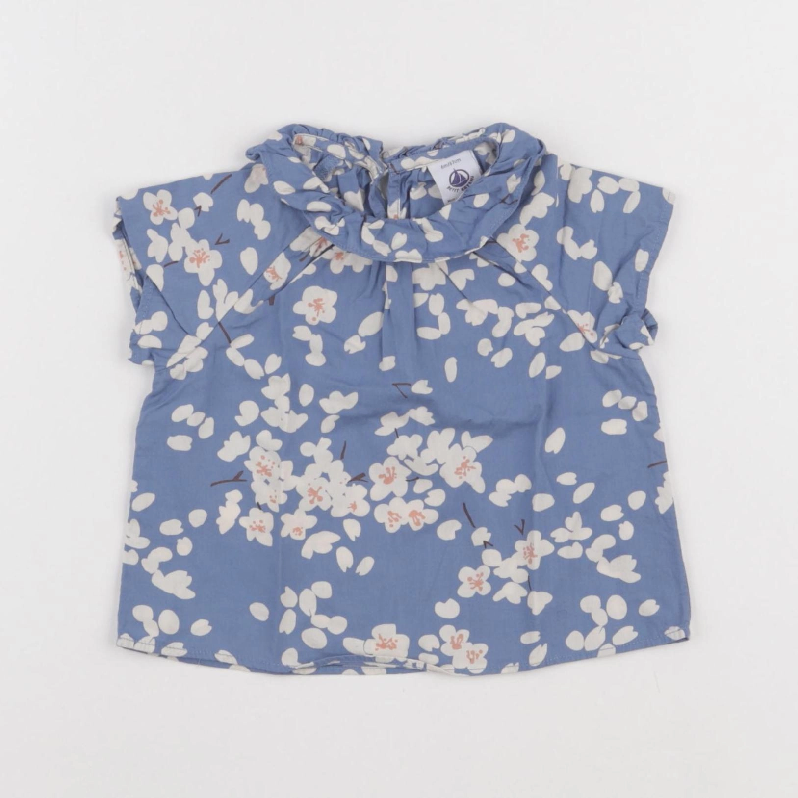 Petit Bateau - blouse bleu - 6 mois