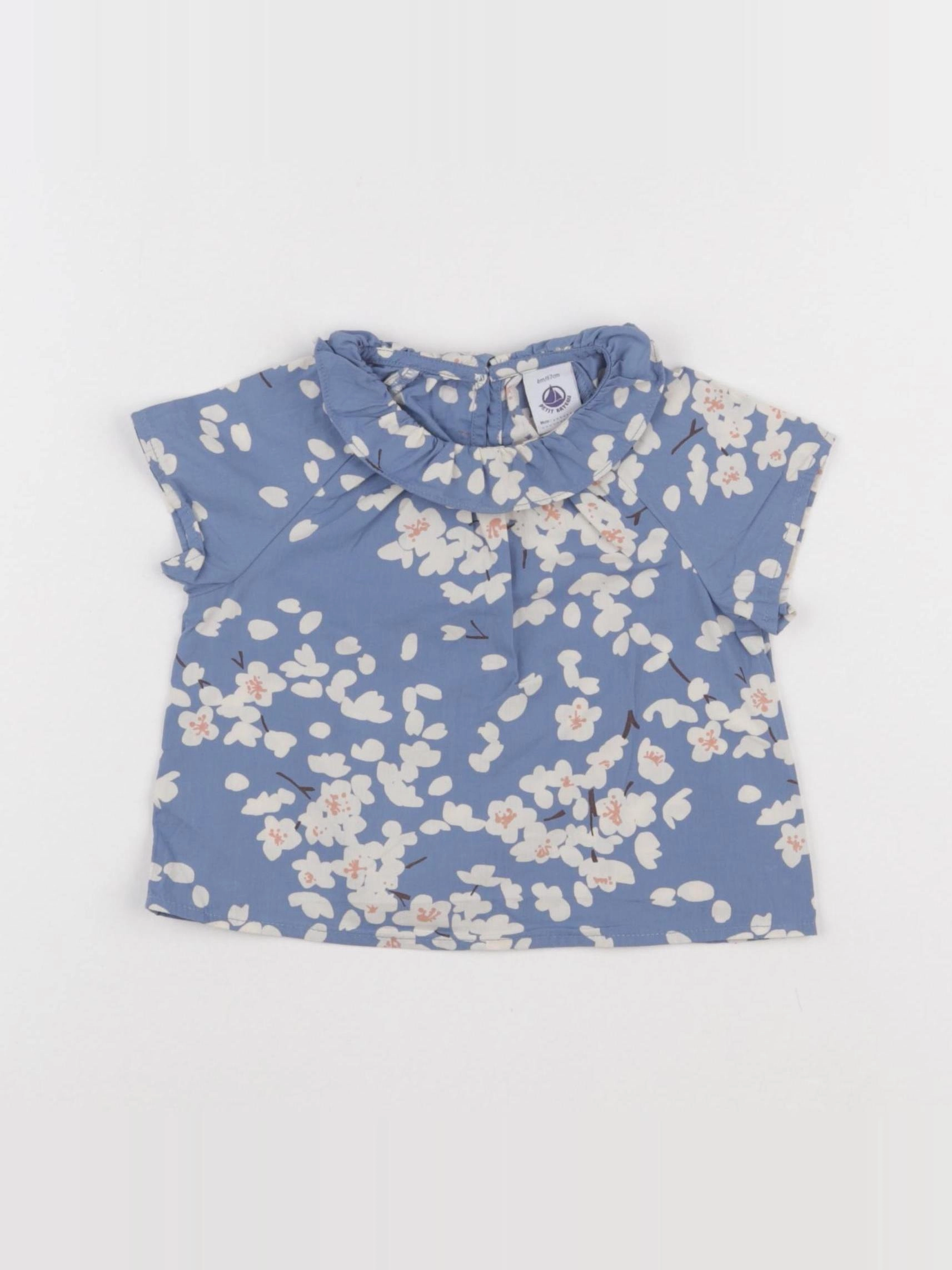 Petit Bateau - blouse bleu - 6 mois