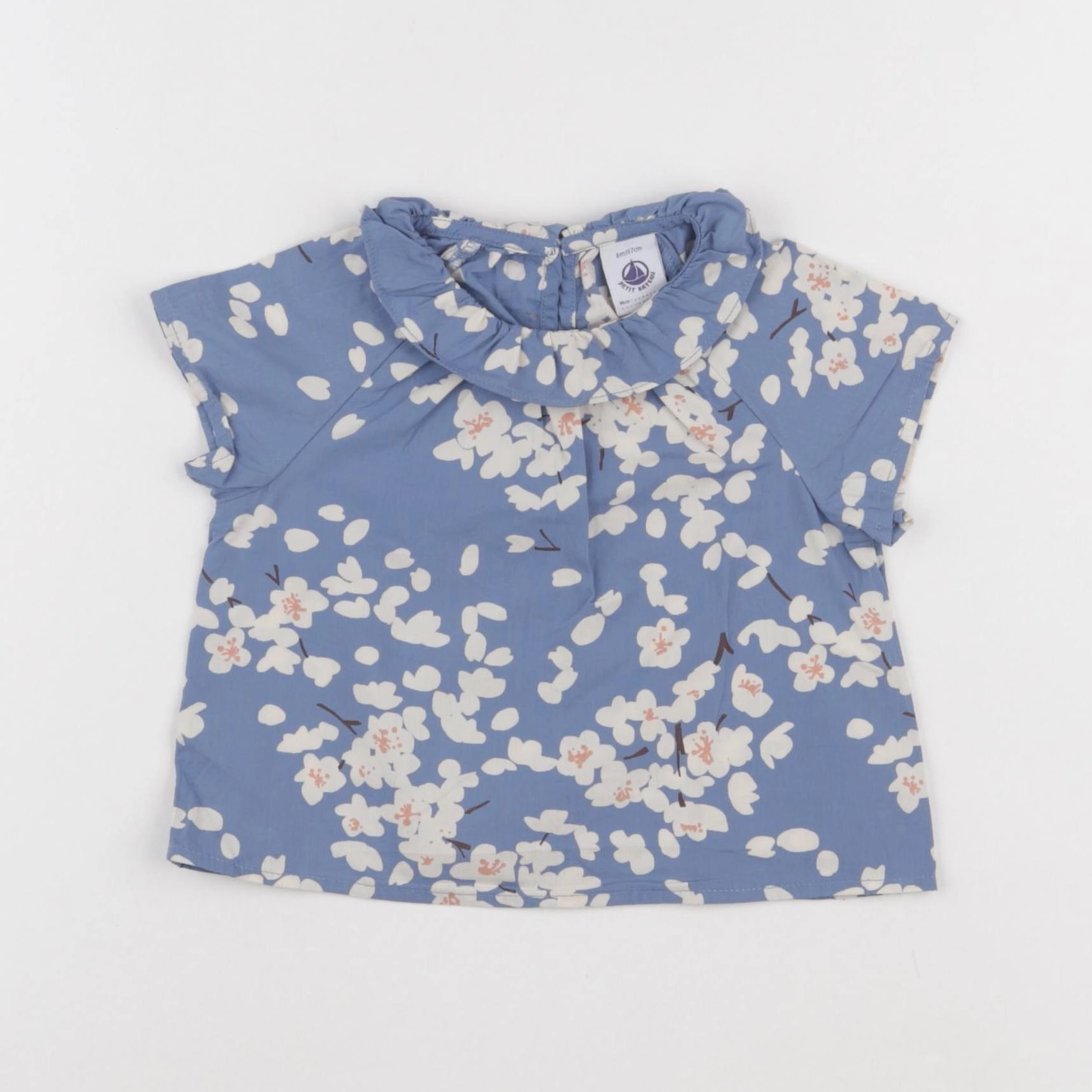 Petit Bateau - blouse bleu - 6 mois