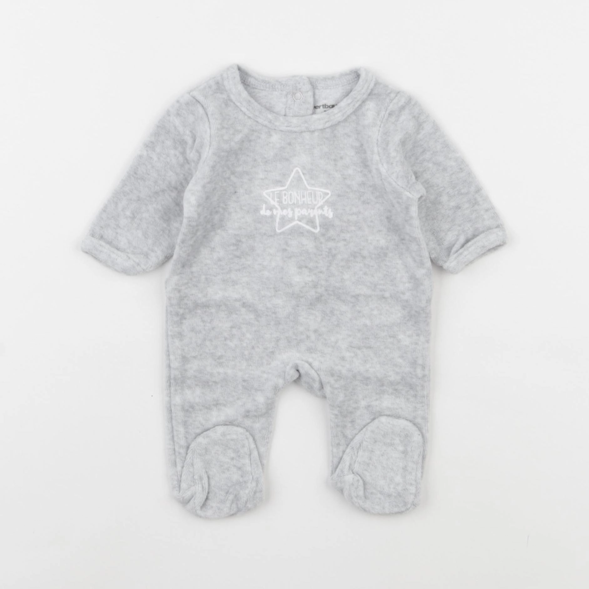 Vertbaudet - pyjama velours gris - 0 mois