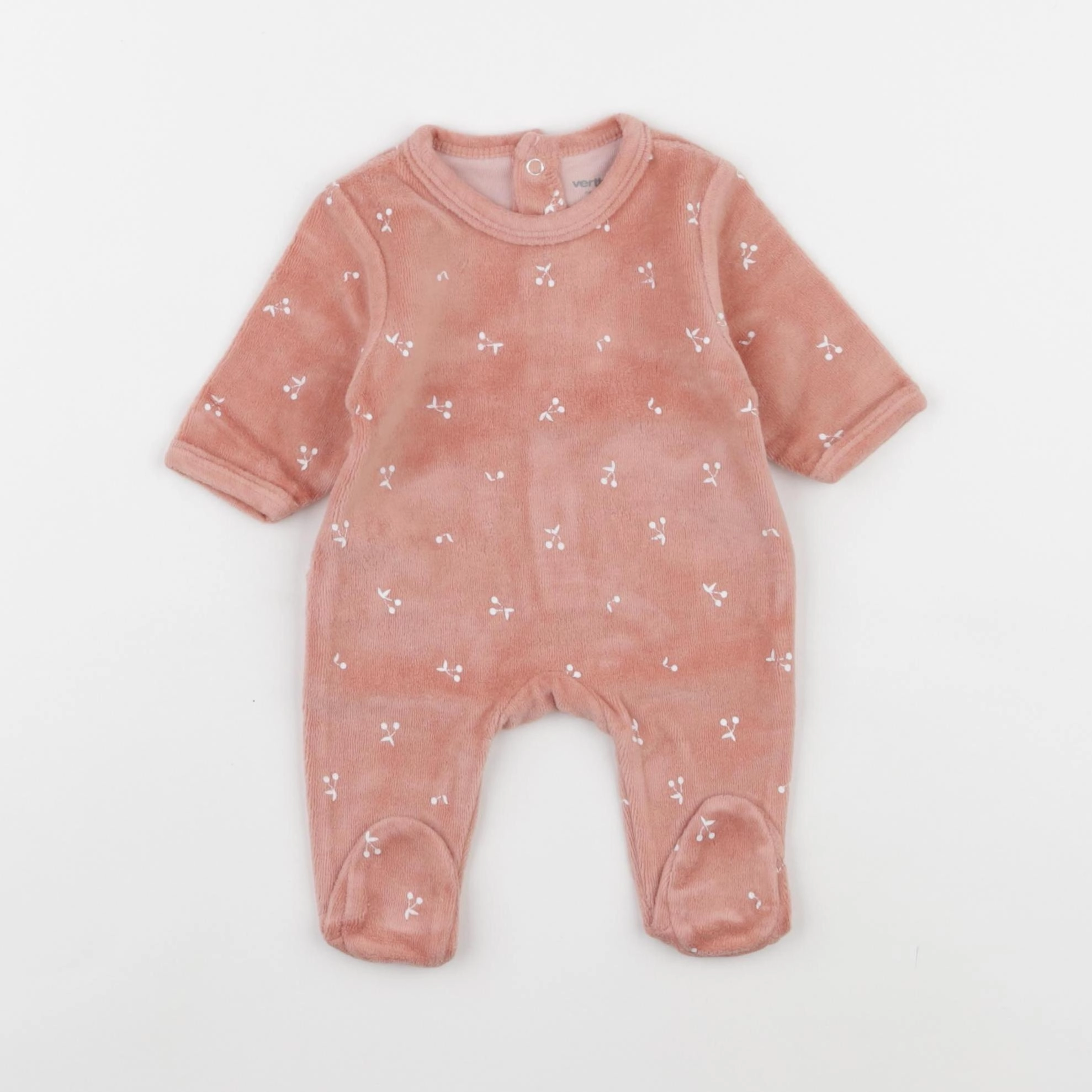 Vertbaudet - pyjama velours rose - 0 mois