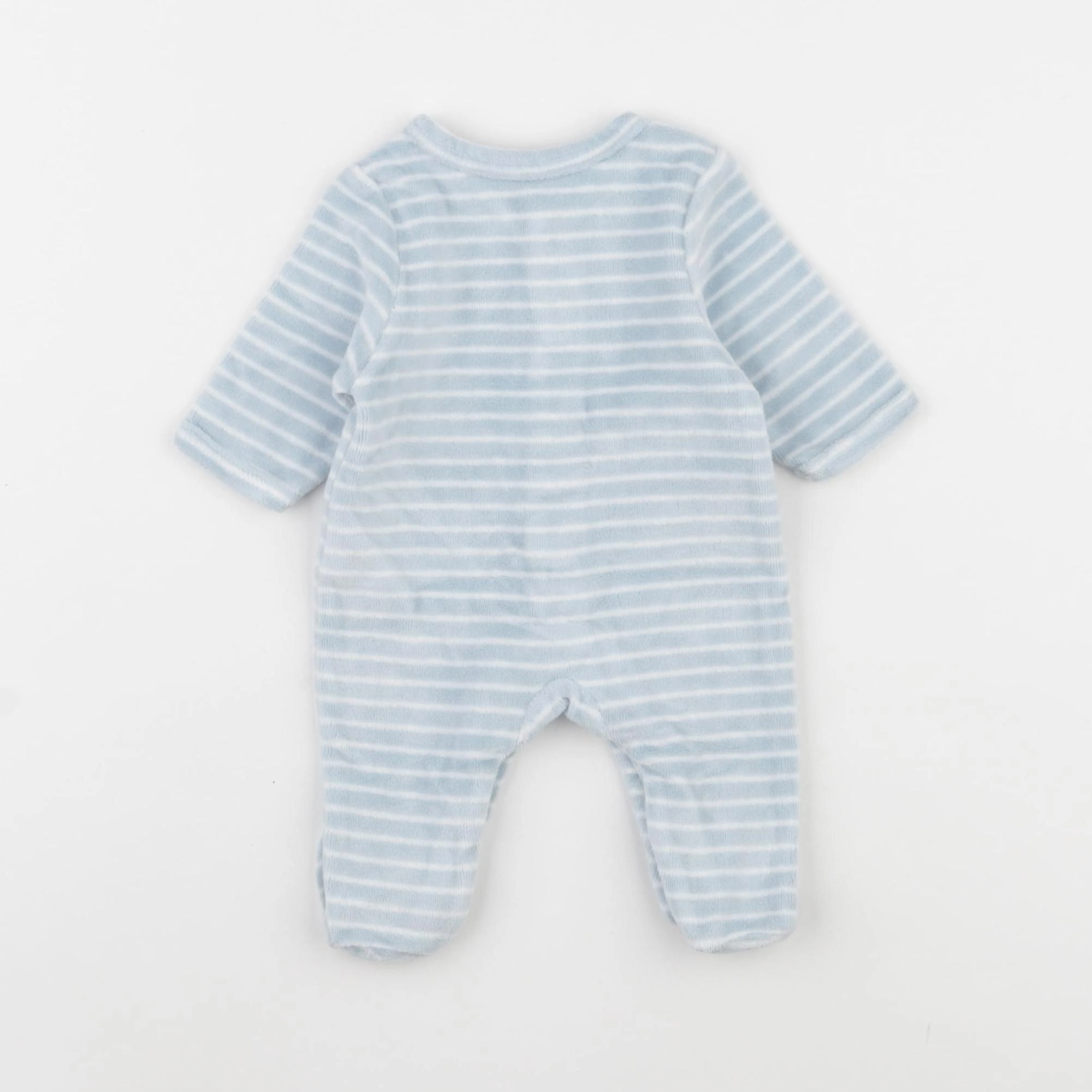 Vertbaudet - pyjama velours bleu, blanc - 0 mois