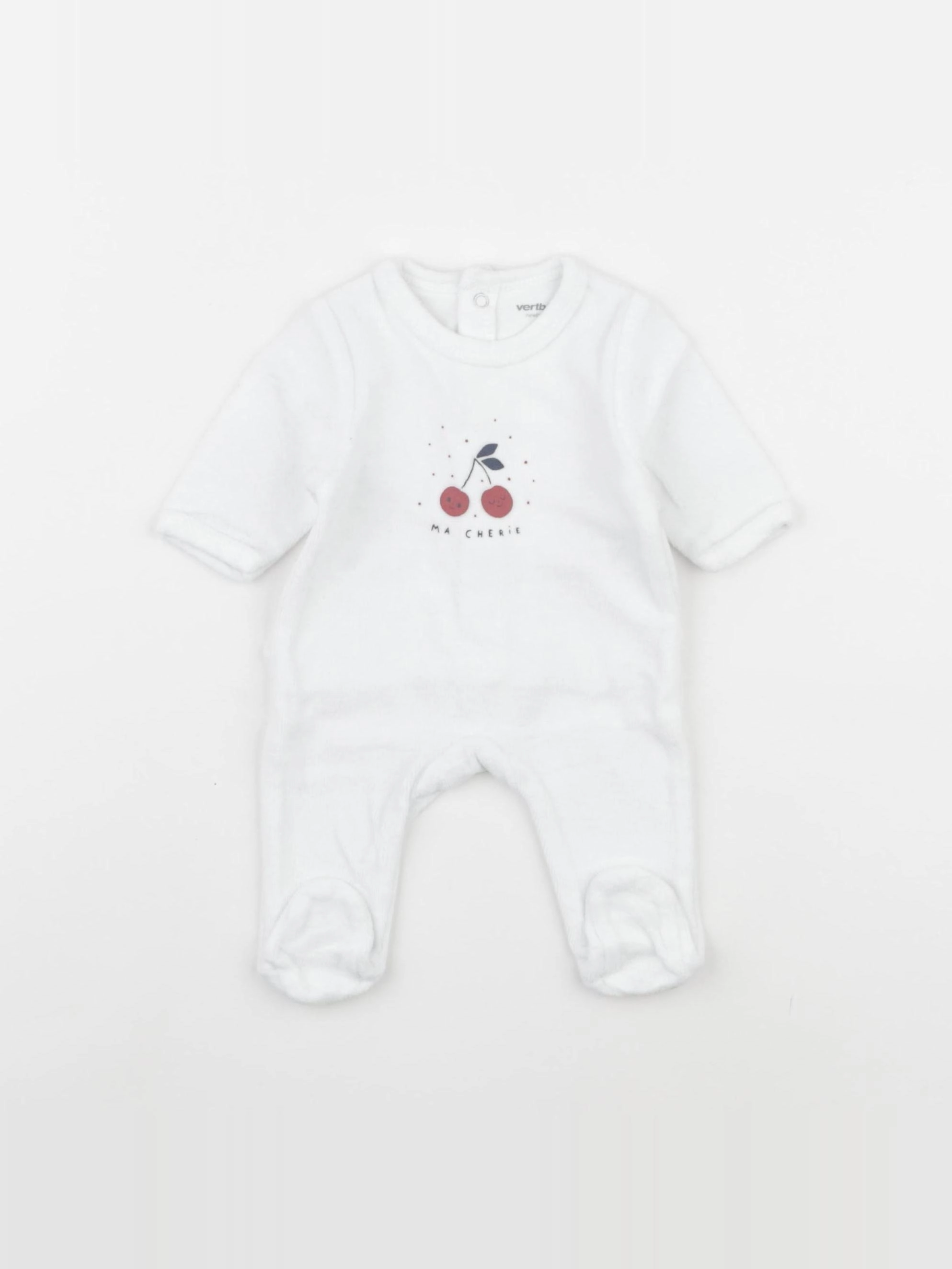 Vertbaudet - pyjama velours blanc - 0 mois