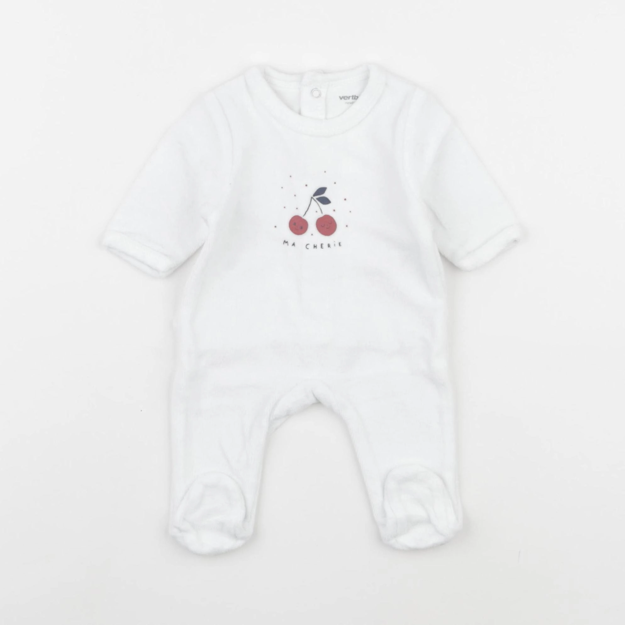 Vertbaudet - pyjama velours blanc - 0 mois