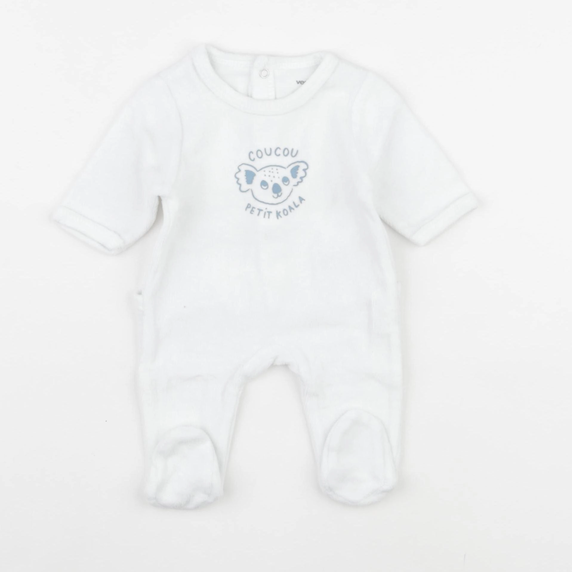 Vertbaudet - pyjama velours blanc, bleu - 0 mois