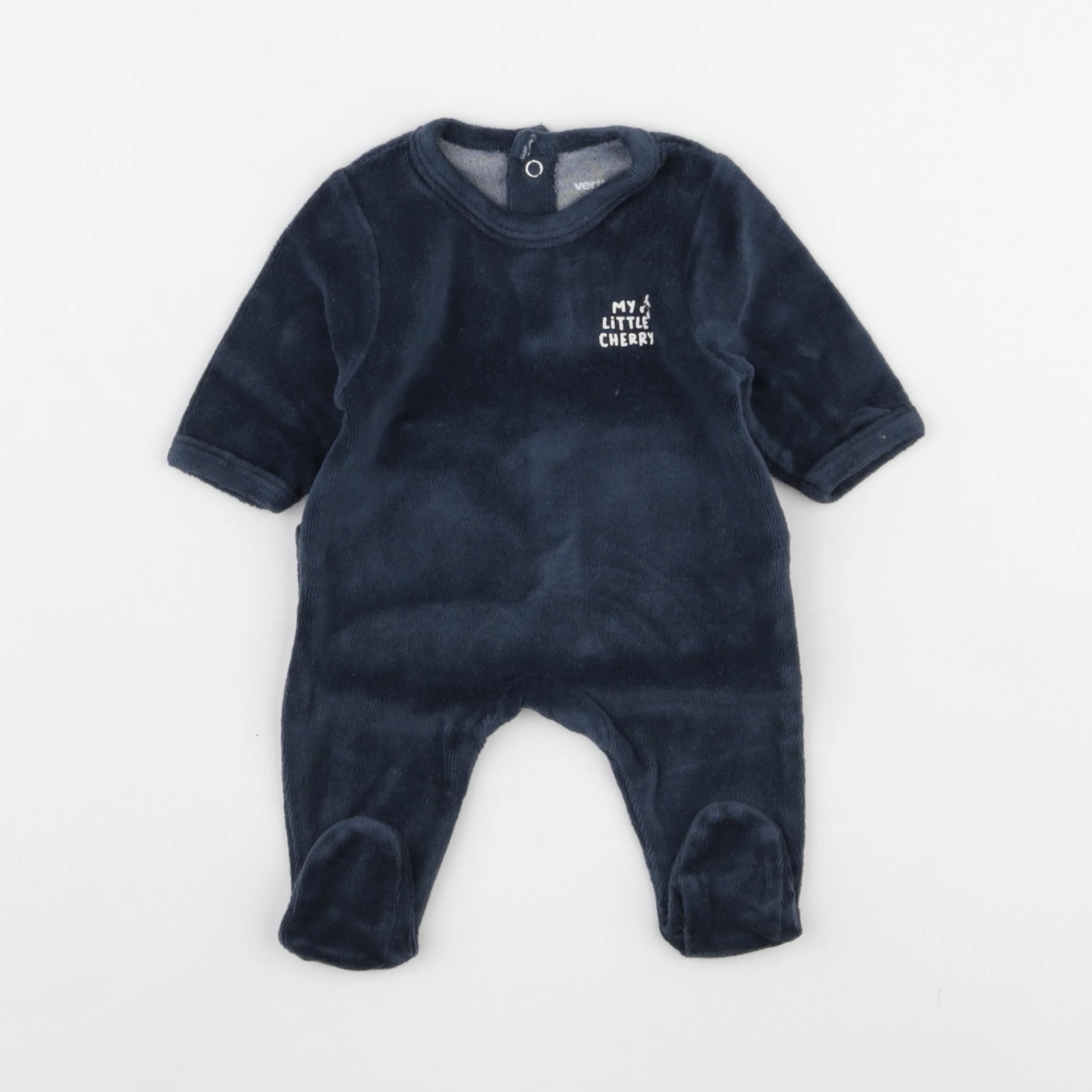 Vertbaudet - pyjama velours bleu - 0 mois
