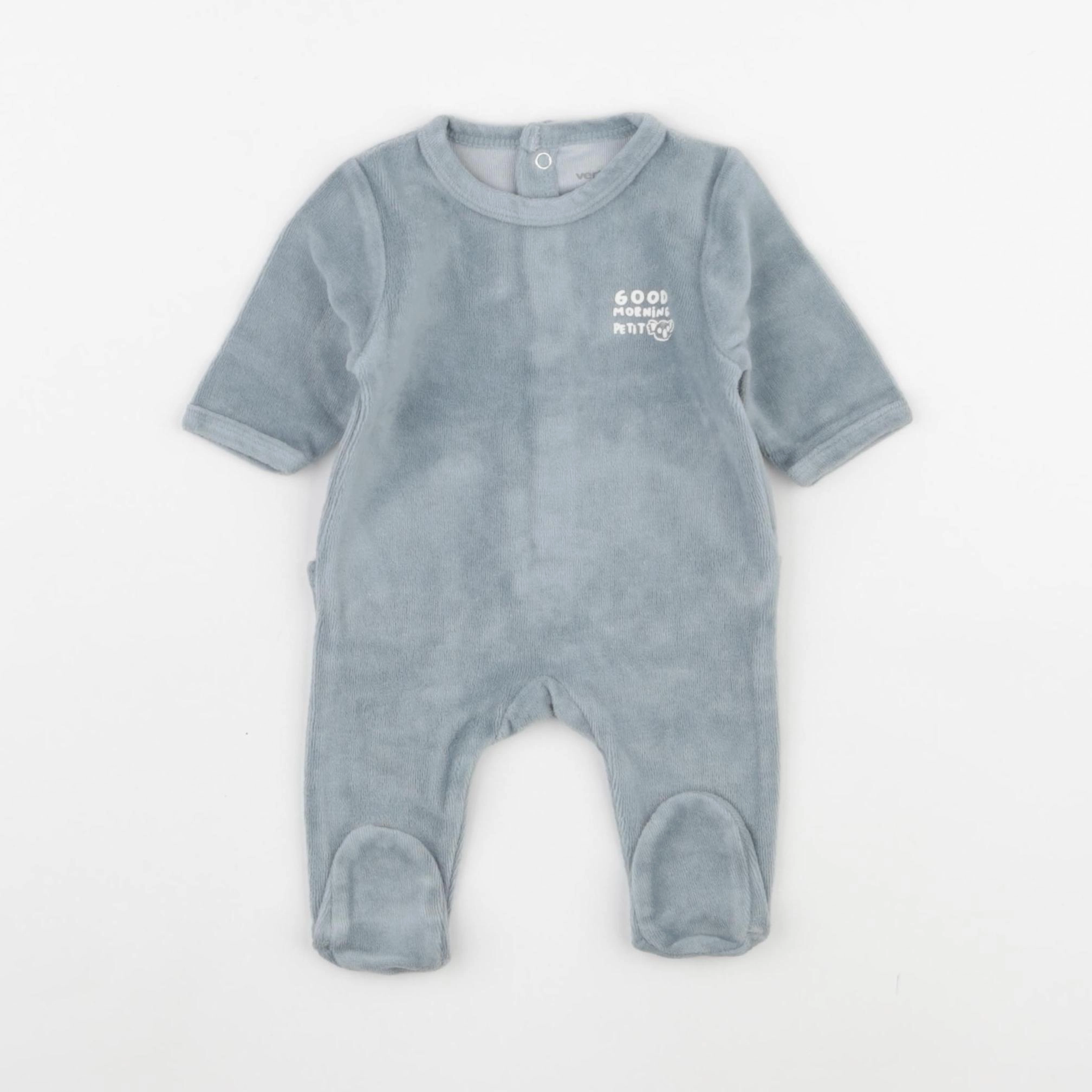 Vertbaudet - pyjama velours bleu - 0 mois