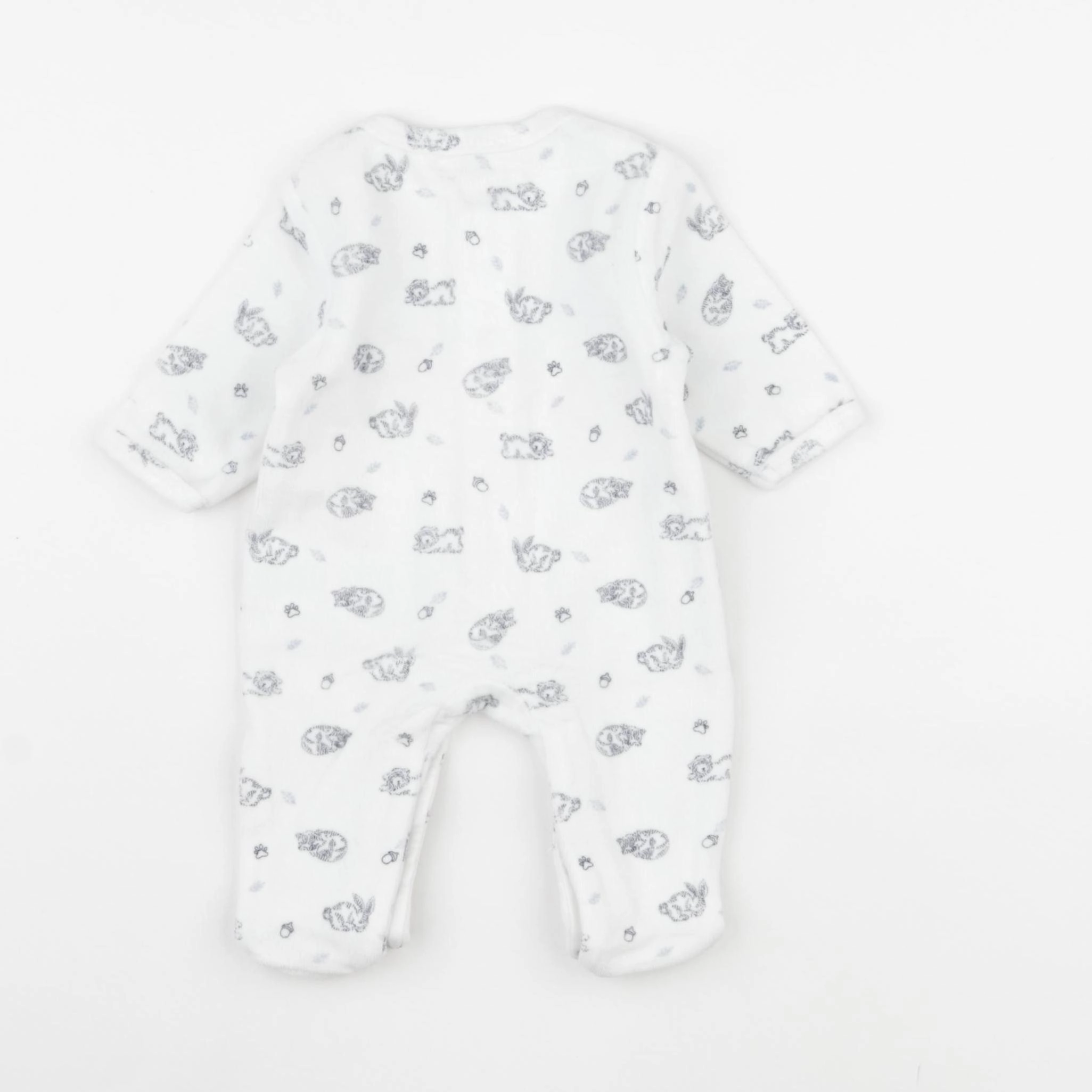 Vertbaudet - pyjama velours blanc, bleu - 1 mois