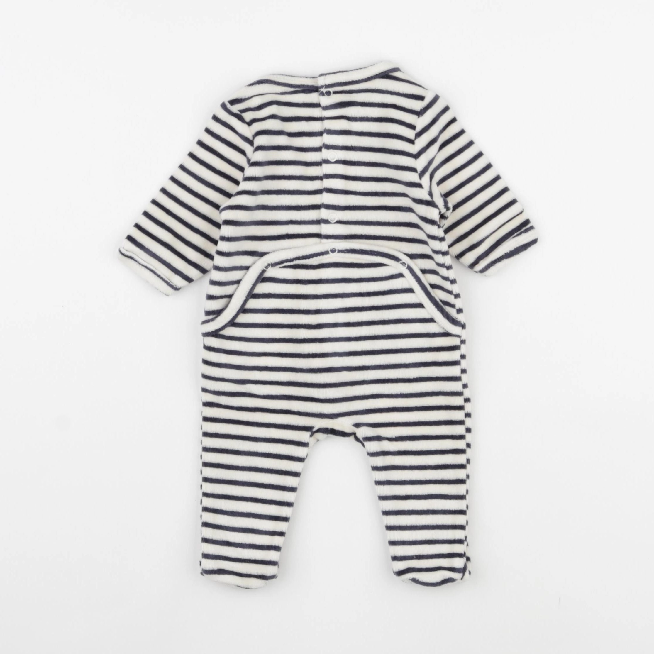Vertbaudet - pyjama velours beige, bleu - 1 mois