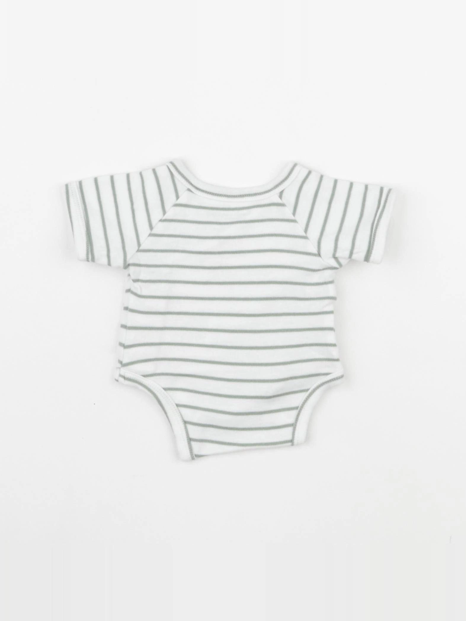 Vertbaudet - body blanc, vert - 0 mois