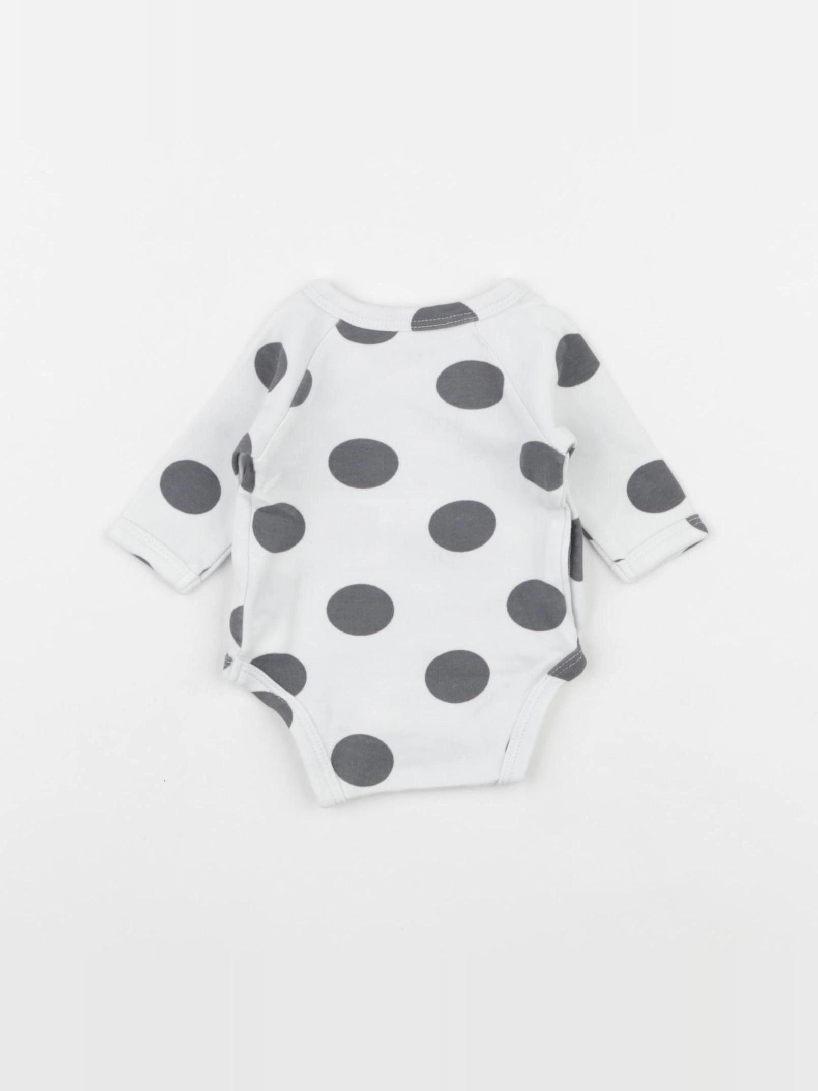 Vertbaudet - body blanc, gris - 0 mois