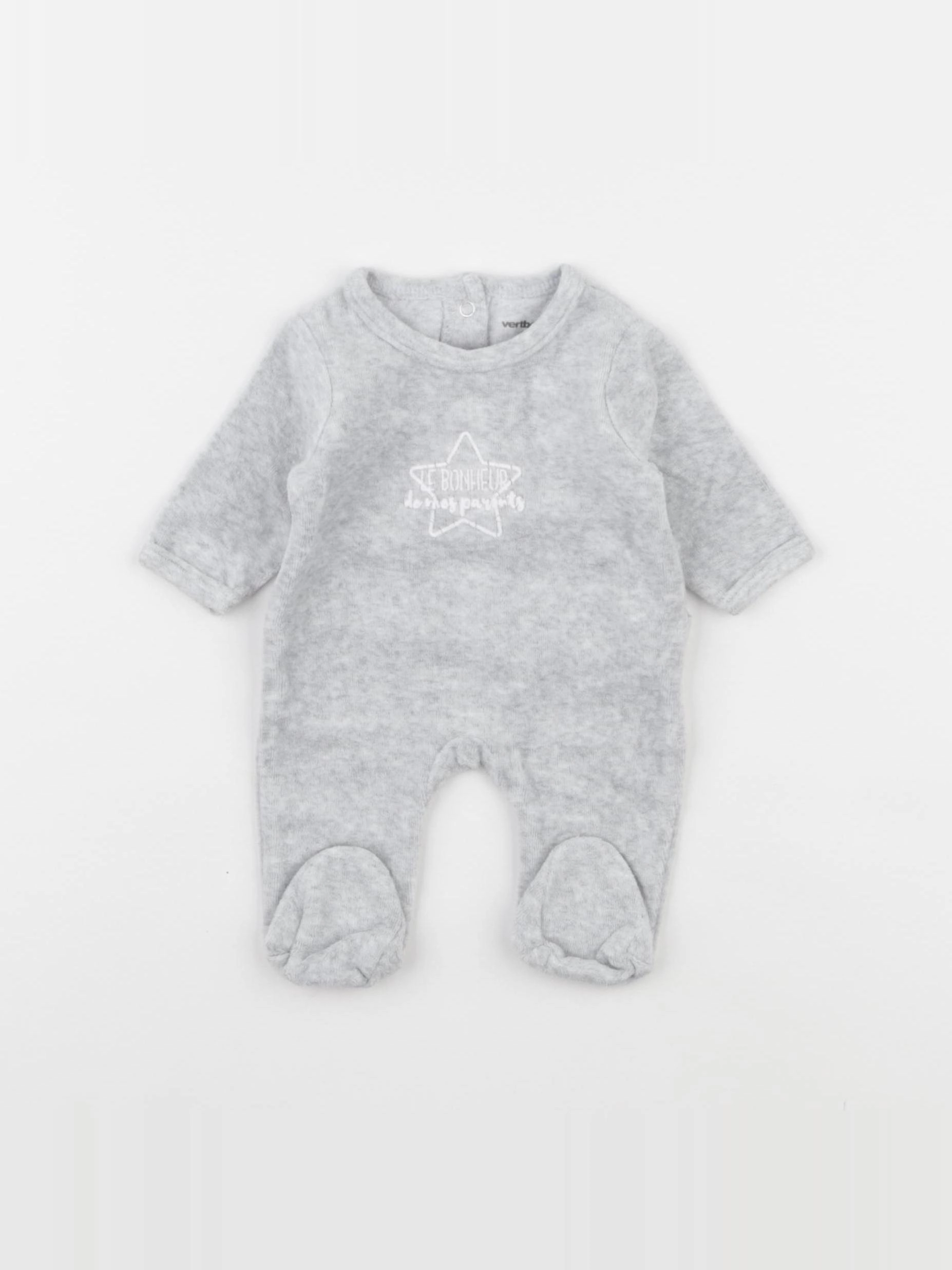 Vertbaudet - pyjama velours gris - 0 mois