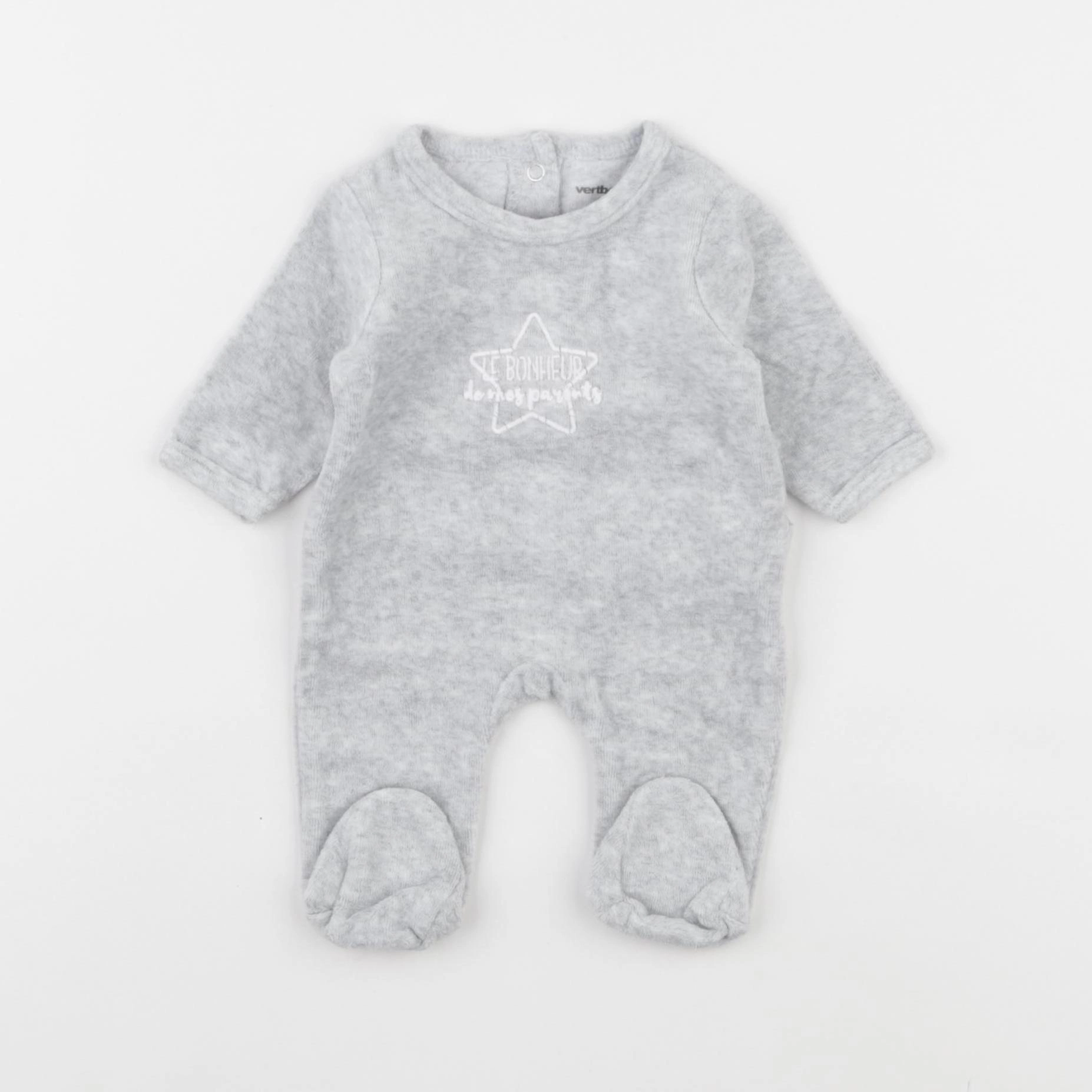 Vertbaudet - pyjama velours gris - 0 mois