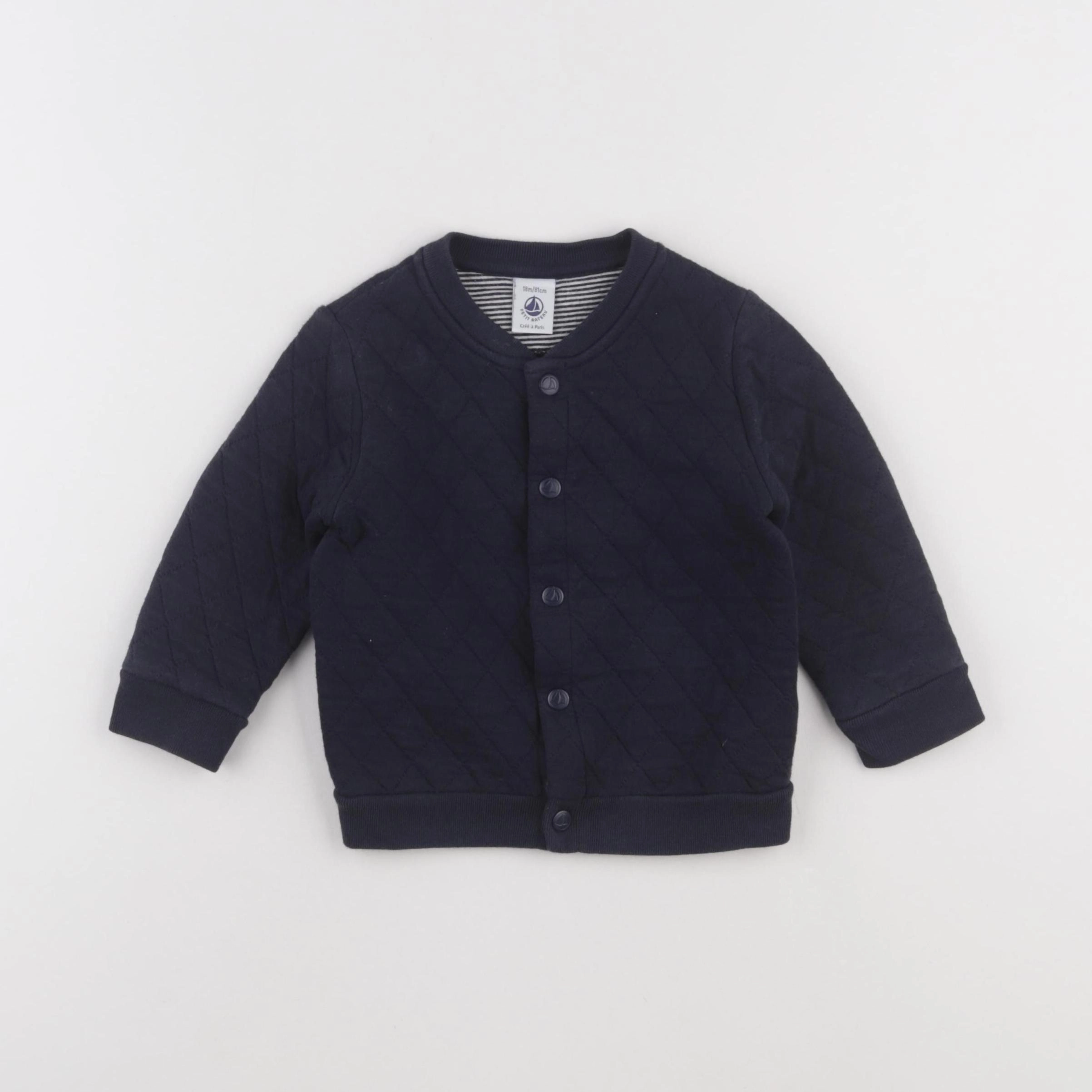 Petit Bateau - sweat bleu - 18 mois