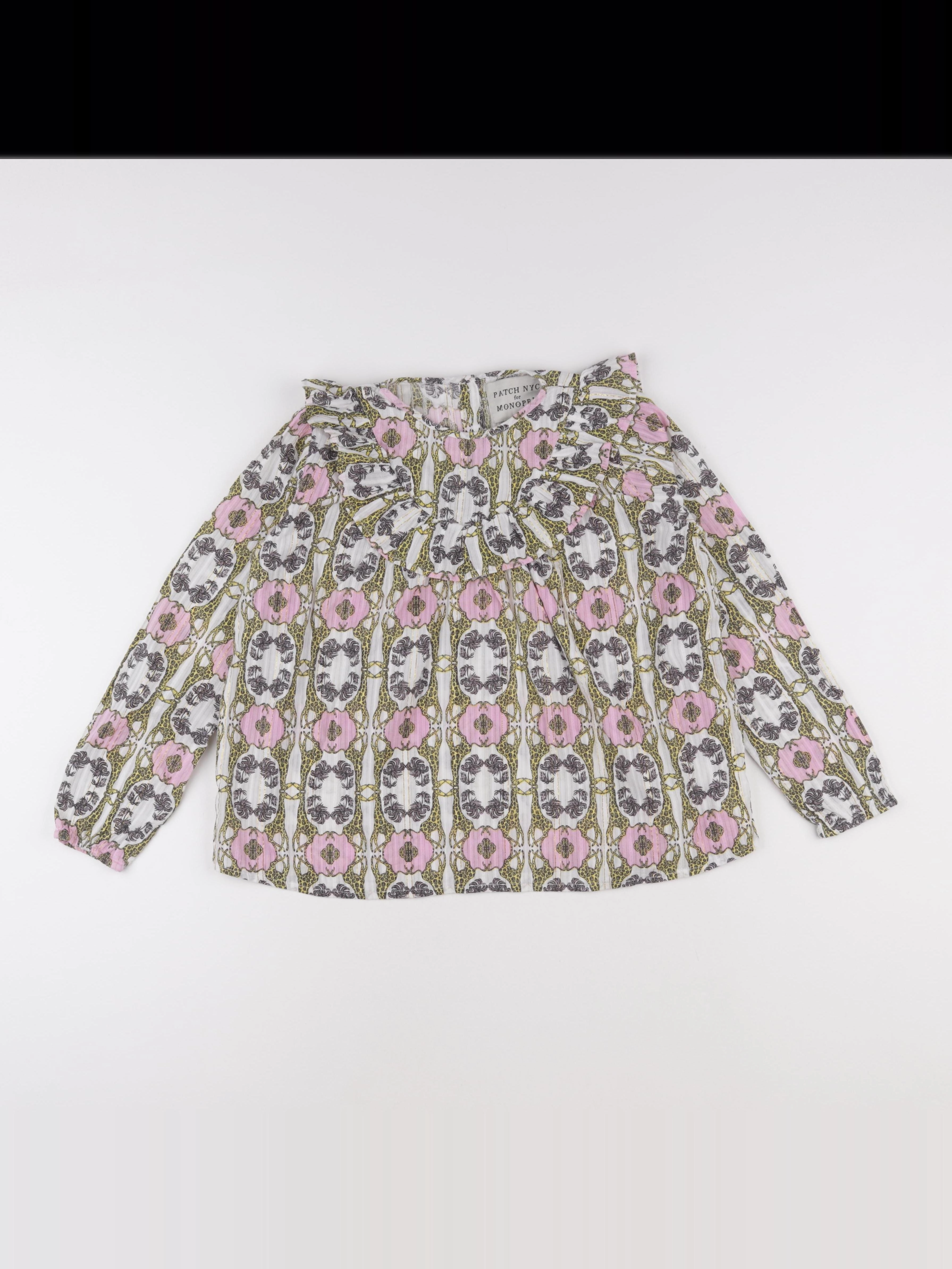 Monoprix - blouse beige, rose - 8/10 ans