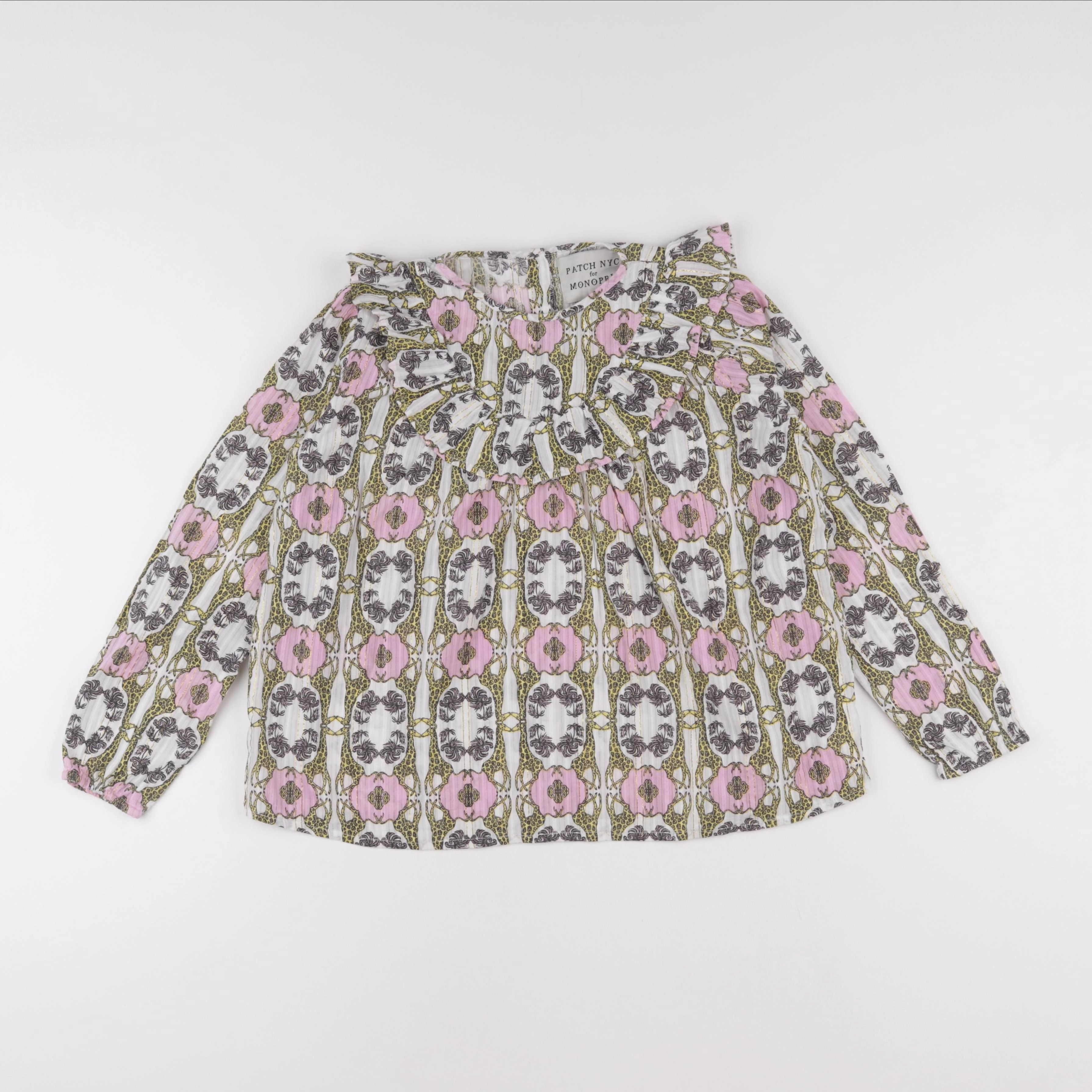Monoprix - blouse beige, rose - 8/10 ans