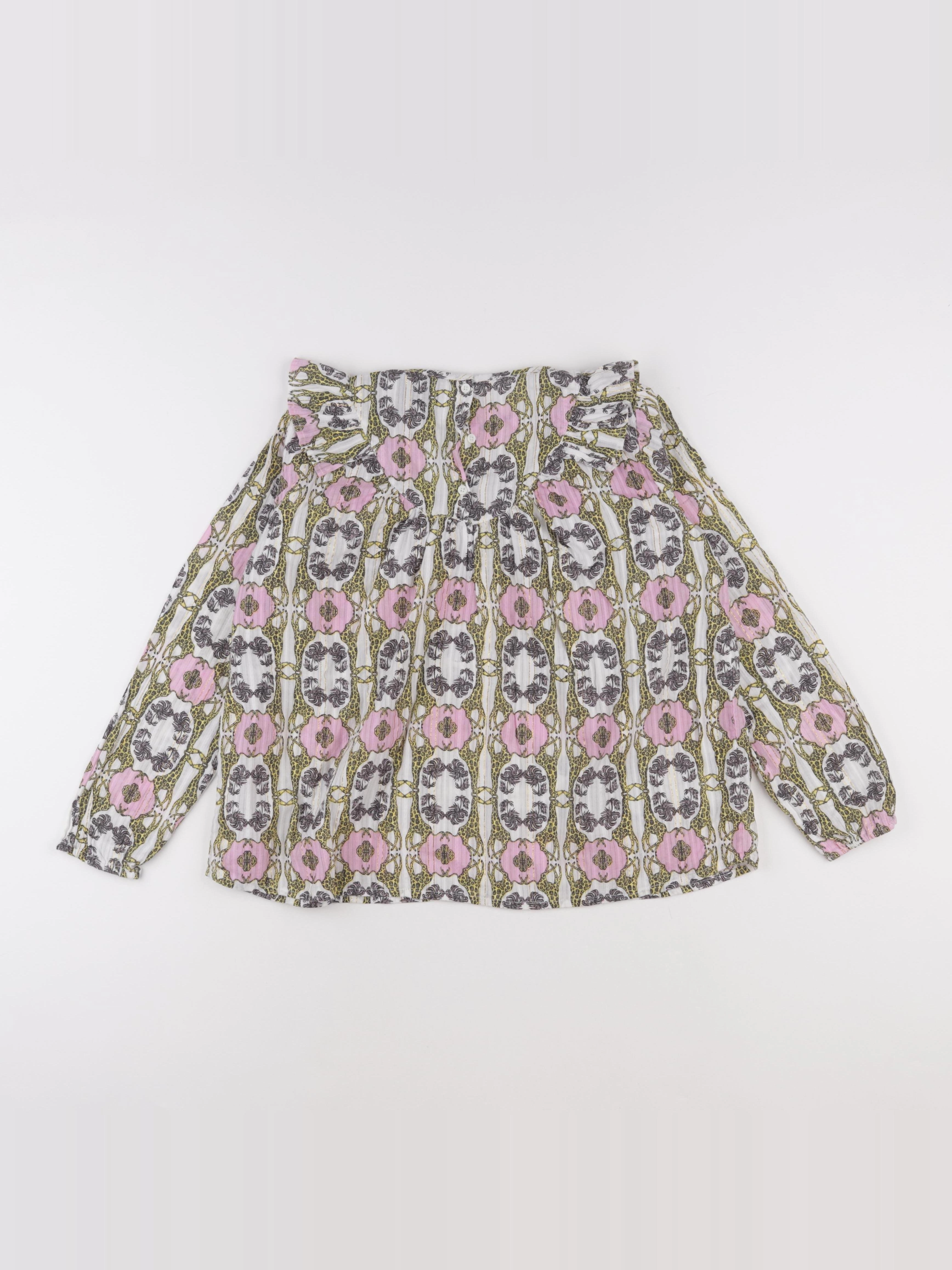 Monoprix - blouse beige, rose - 8/10 ans