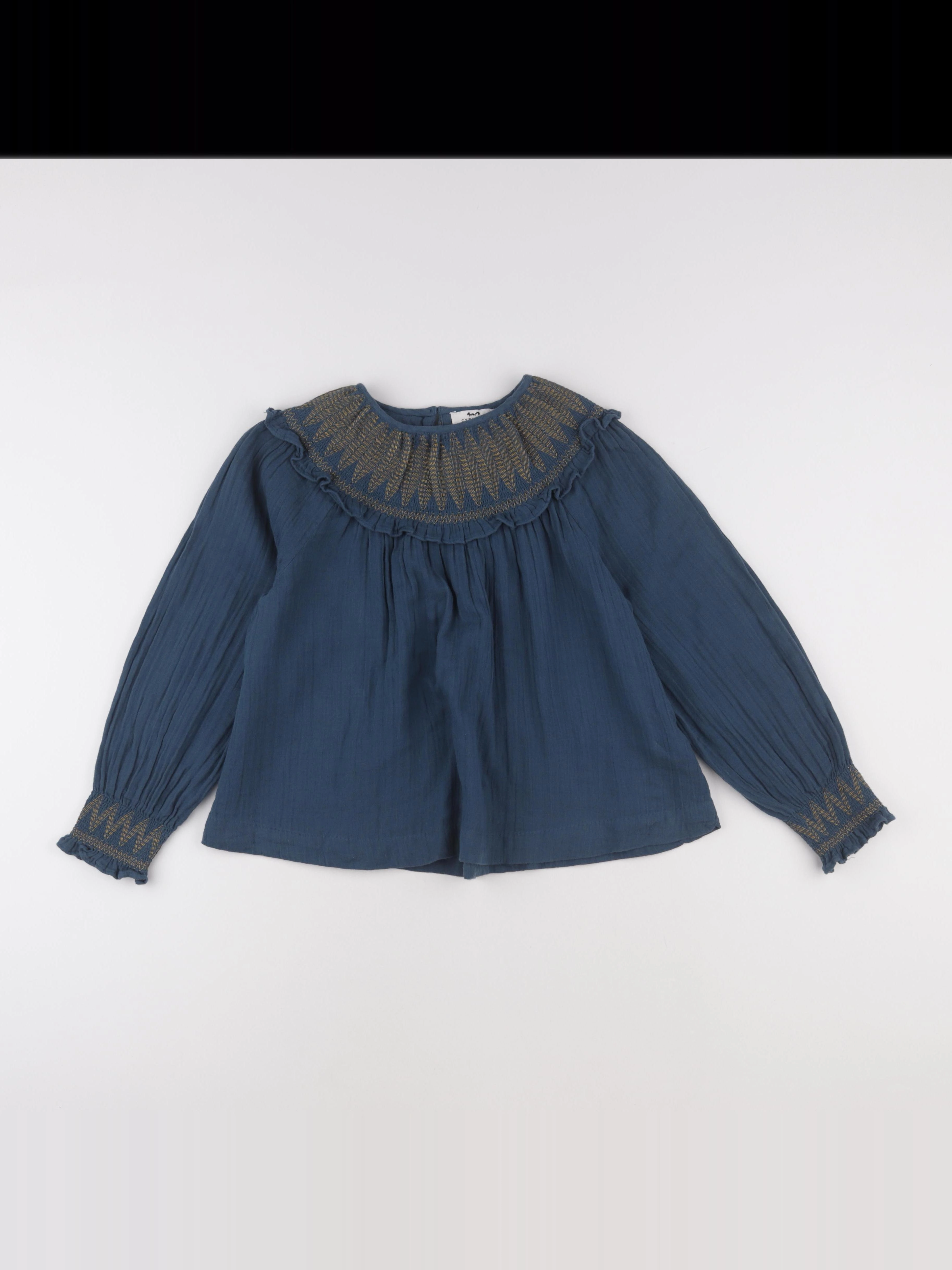 Cyrillus - blouse bleu, marron - 10 ans