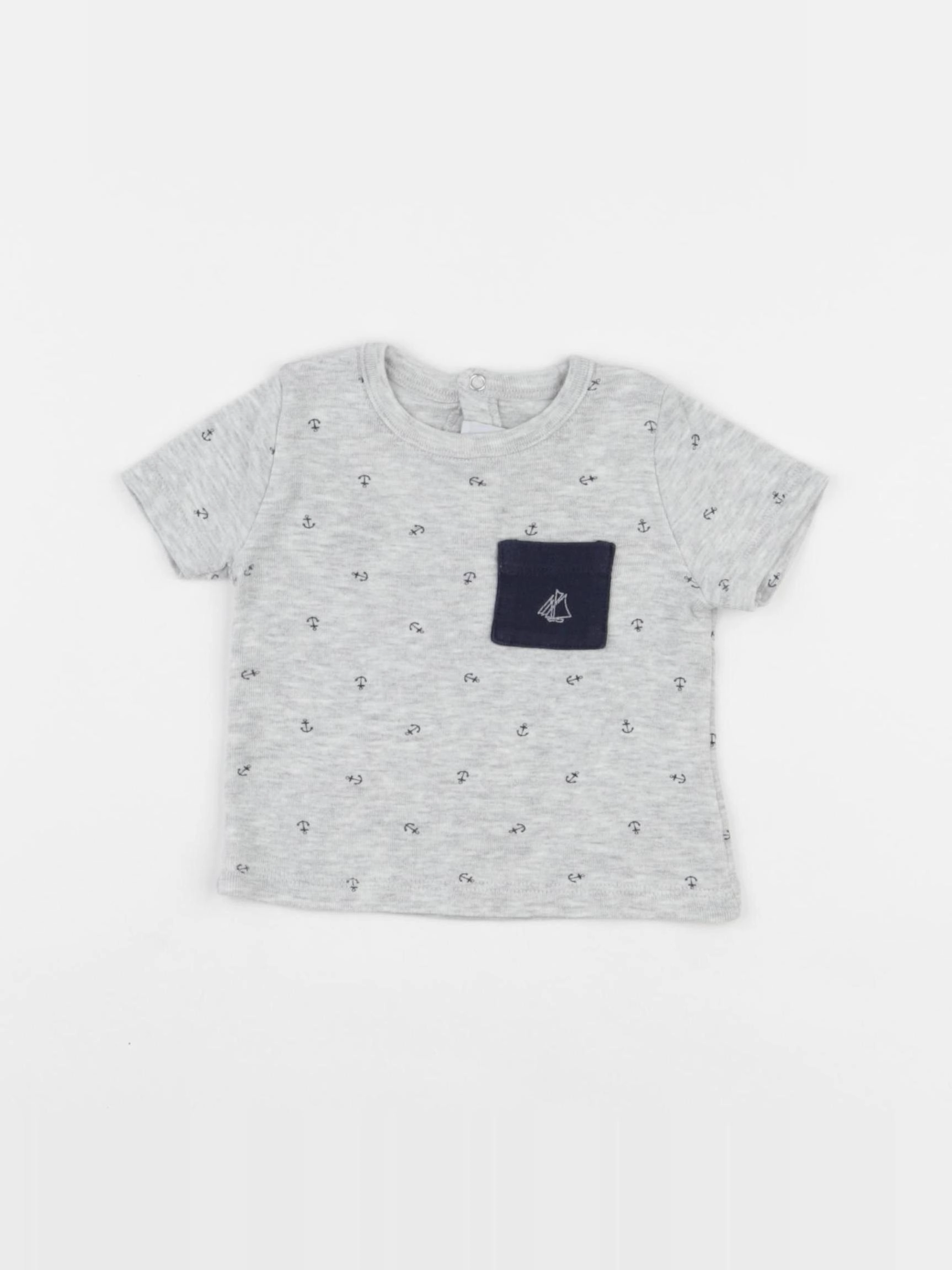 Petit Bateau - tee-shirt gris - 6 mois