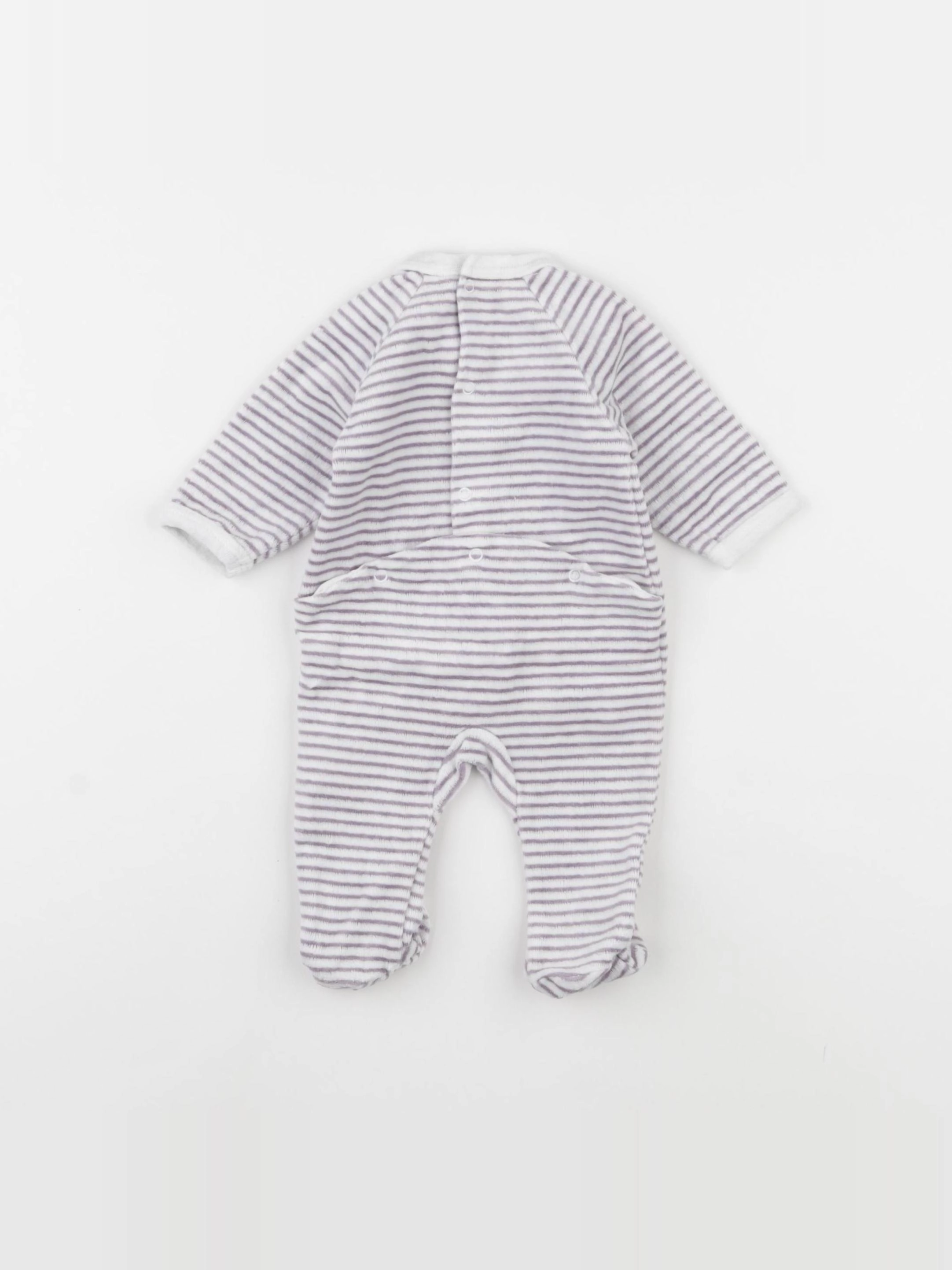 Vertbaudet - pyjama velours blanc, violet - 1 mois