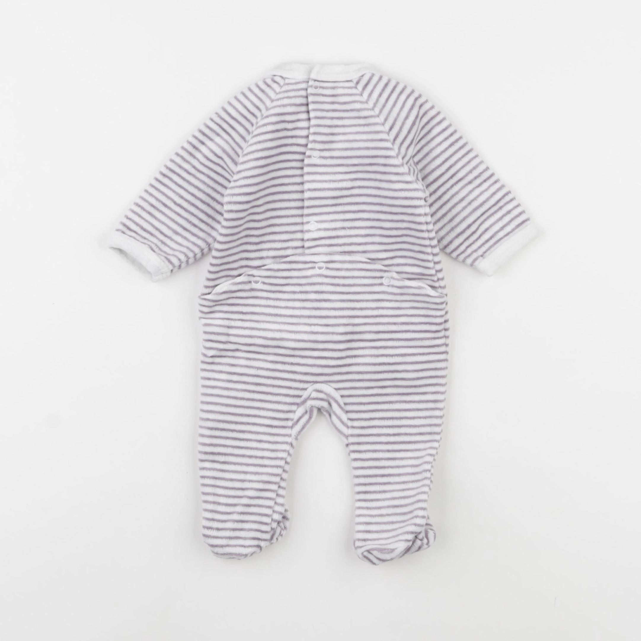 Vertbaudet - pyjama velours blanc, violet - 1 mois