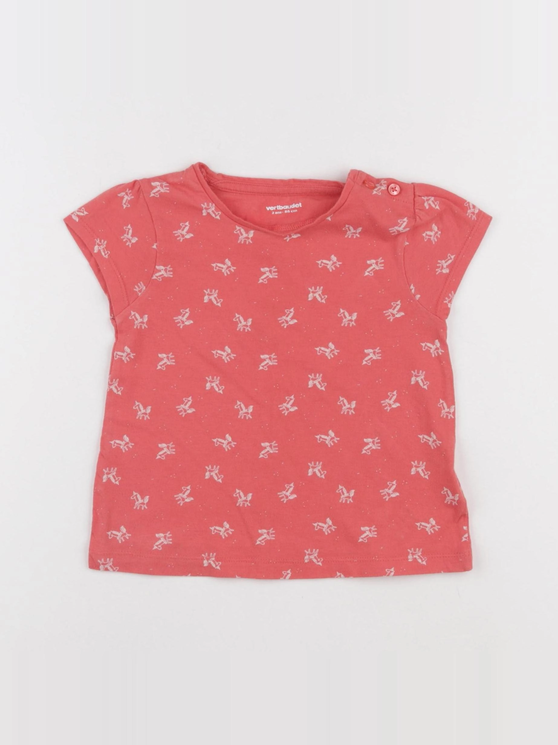 Vertbaudet - tee-shirt rose - 2 ans