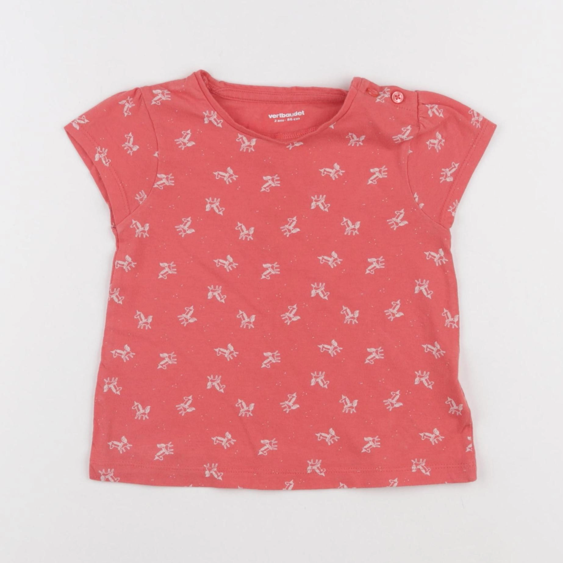 Vertbaudet - tee-shirt rose - 2 ans