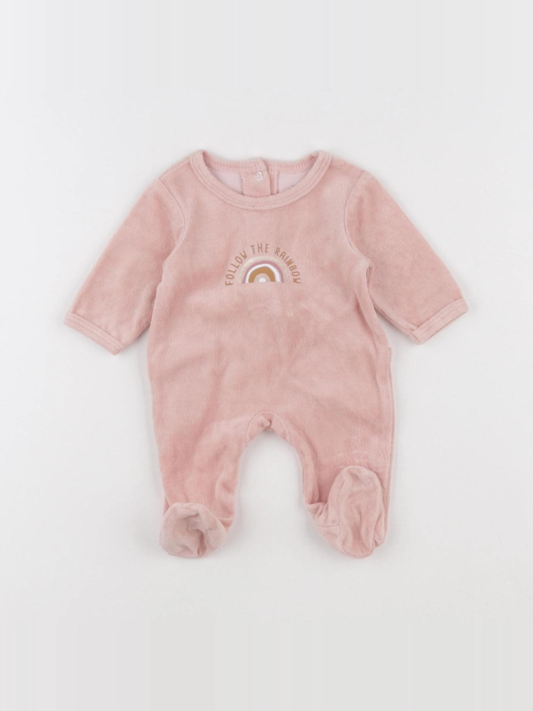 Vertbaudet - pyjama velours rose - 0 mois